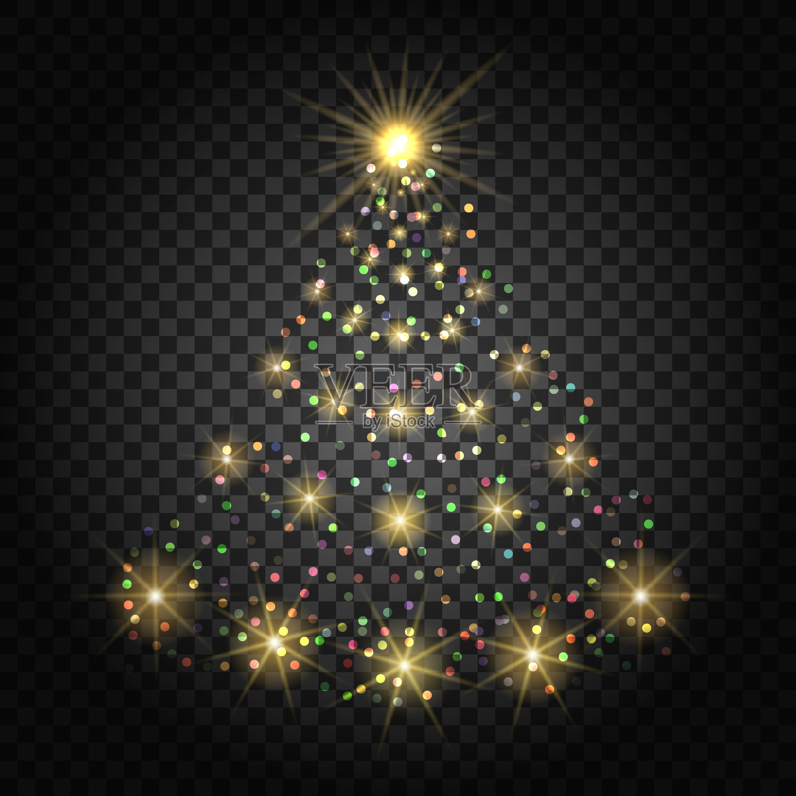 五彩纸屑点亮圣诞树插画图片素材