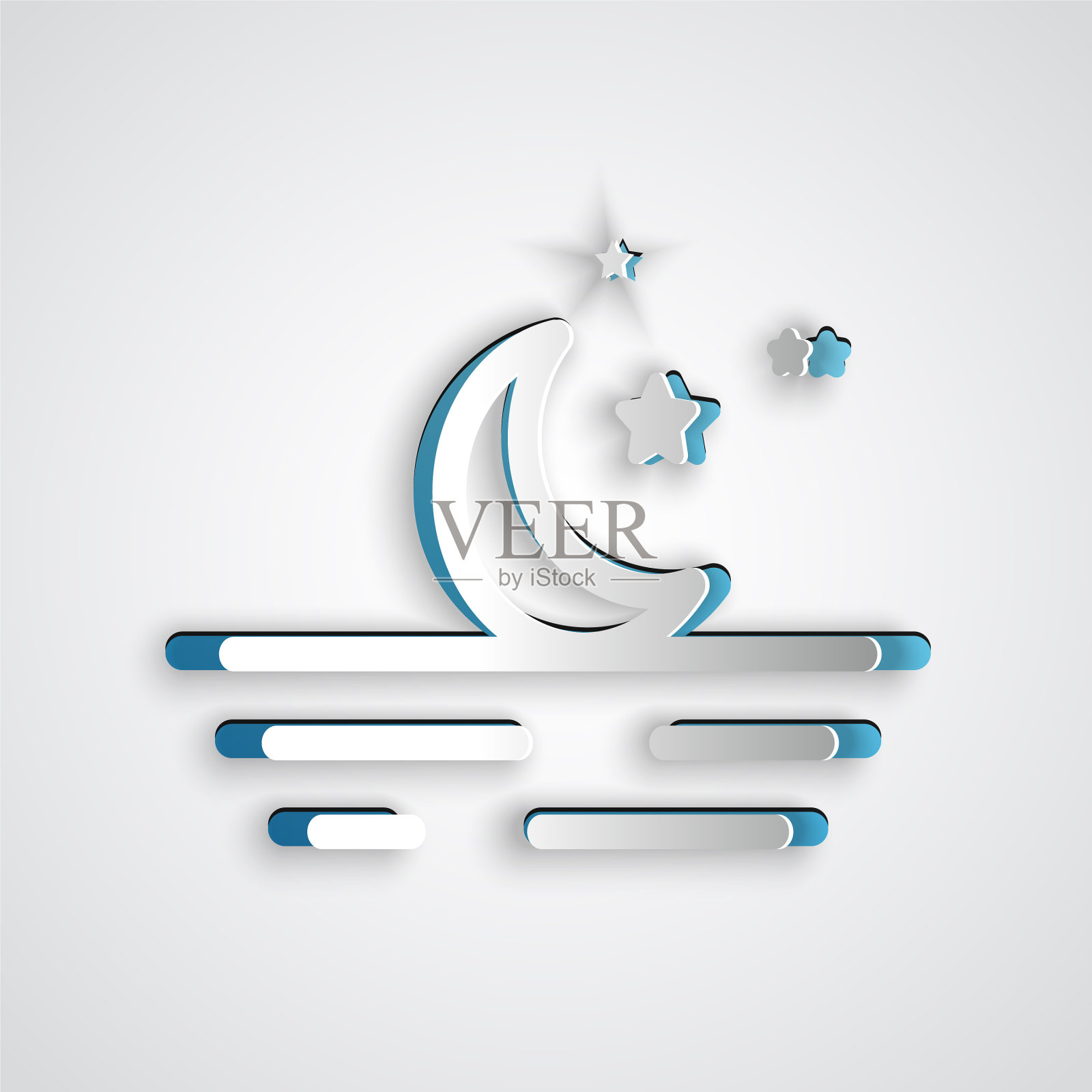 剪纸月亮和星星的图标孤立在灰色插画图片素材