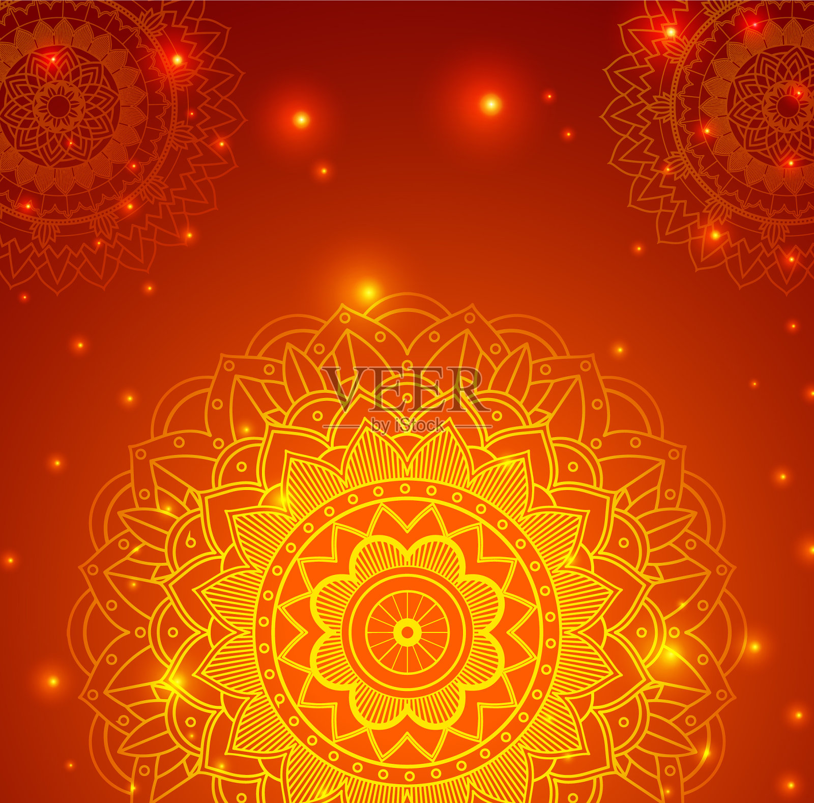 背景设计与橙色曼荼罗插画图片素材