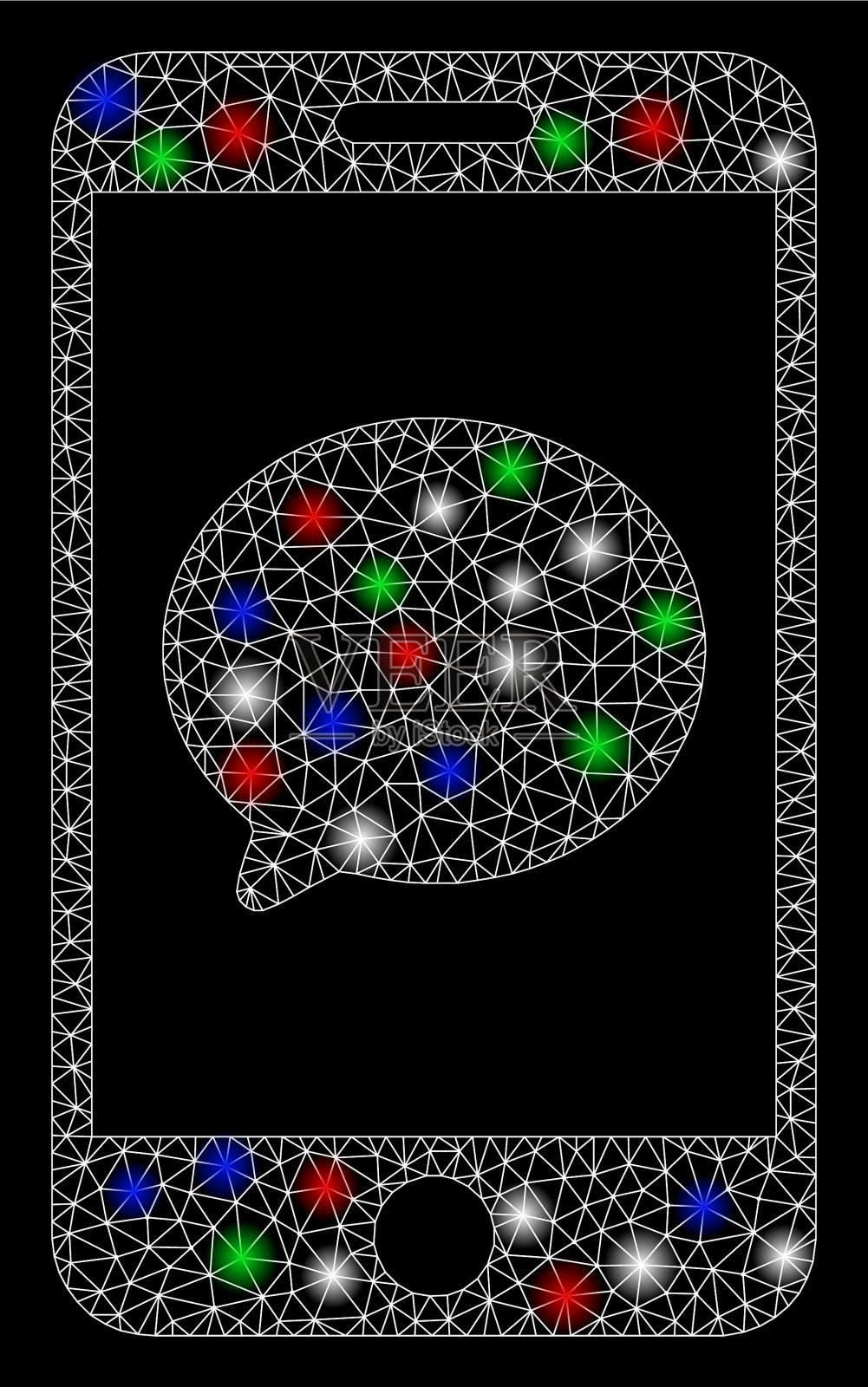 亮网僵尸智能手机聊天信息插画图片素材