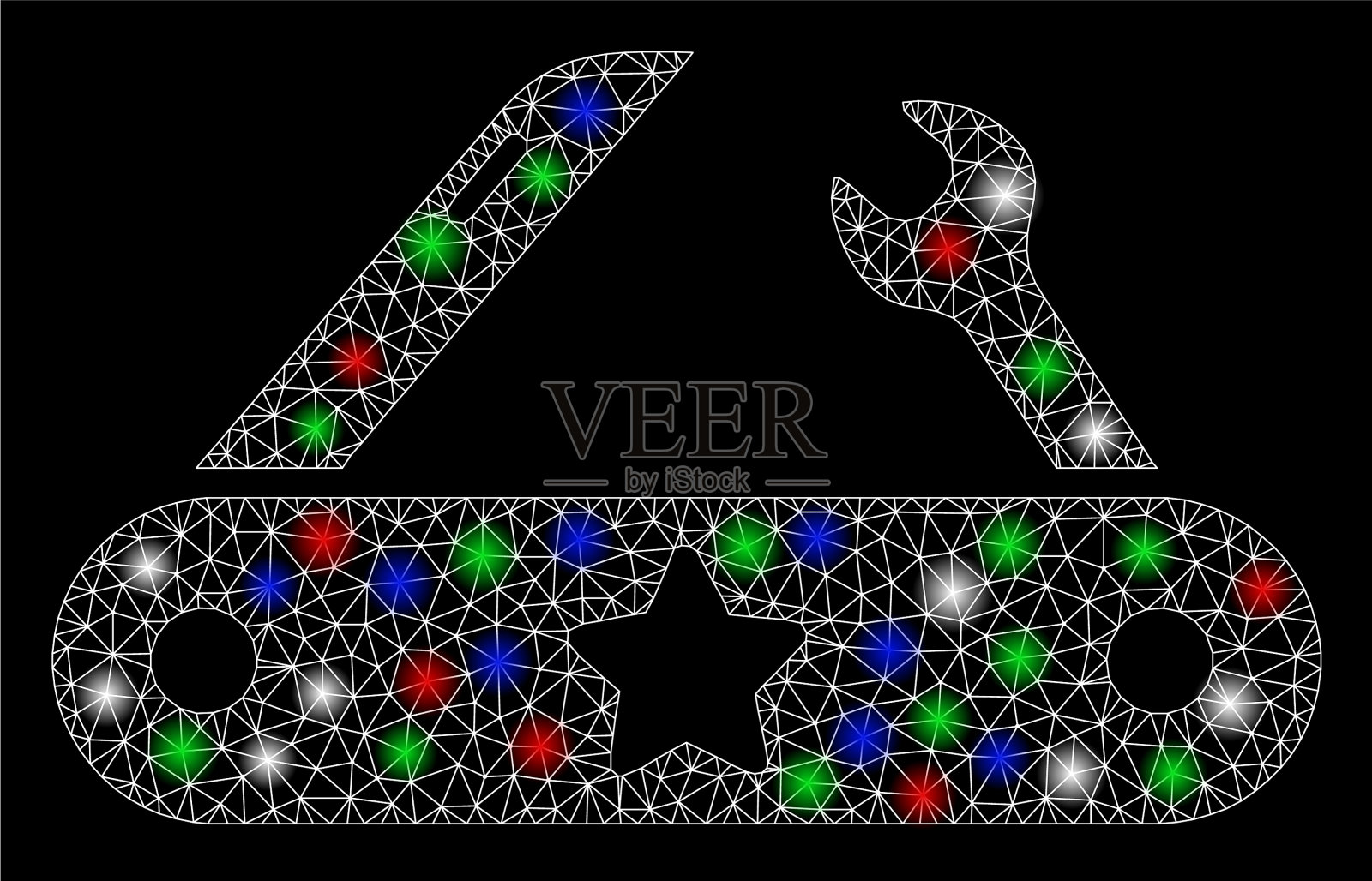 亮网钢丝架万能多刀刀插画图片素材