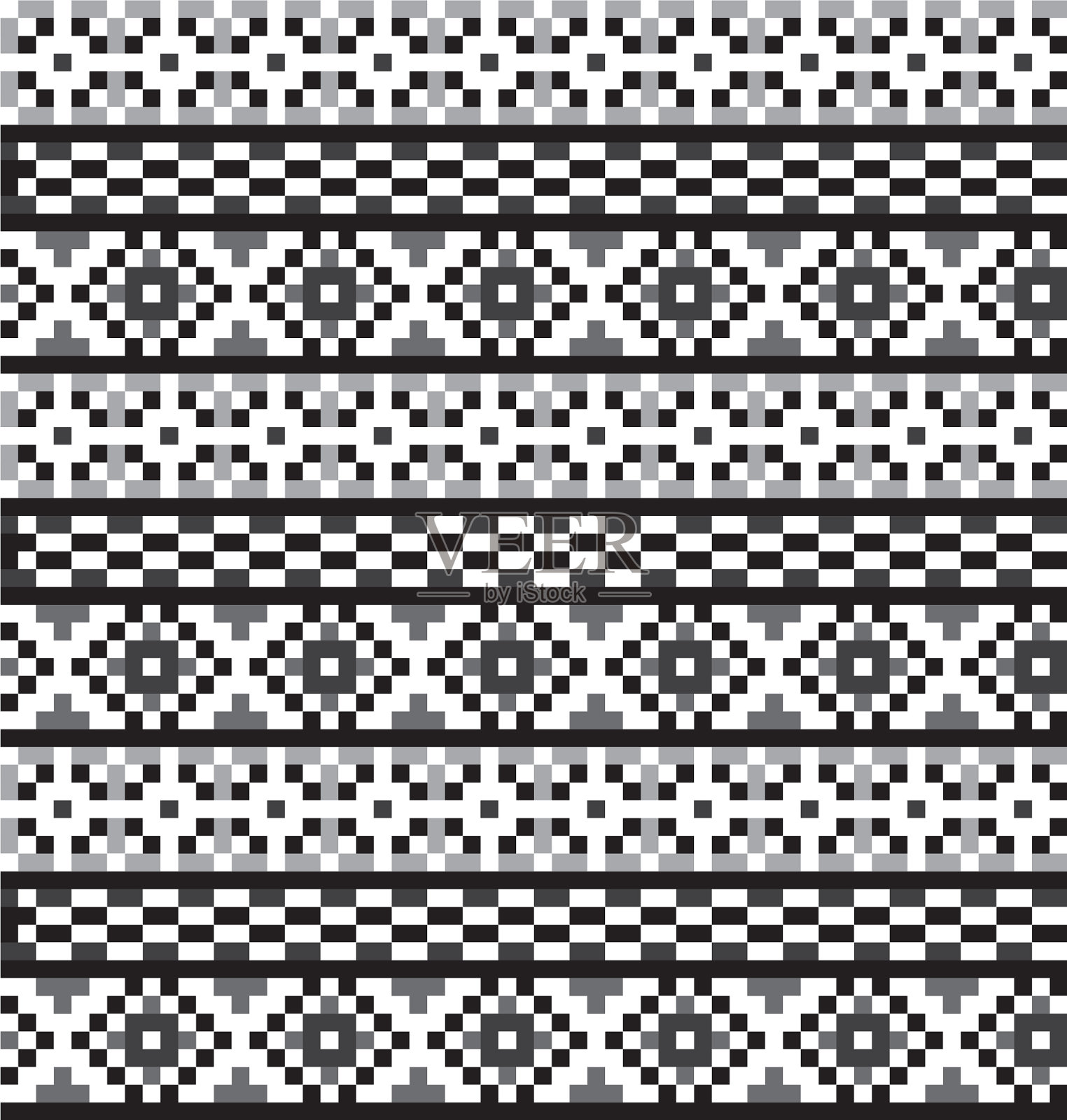 现代民族集市岛无缝模式插画图片素材