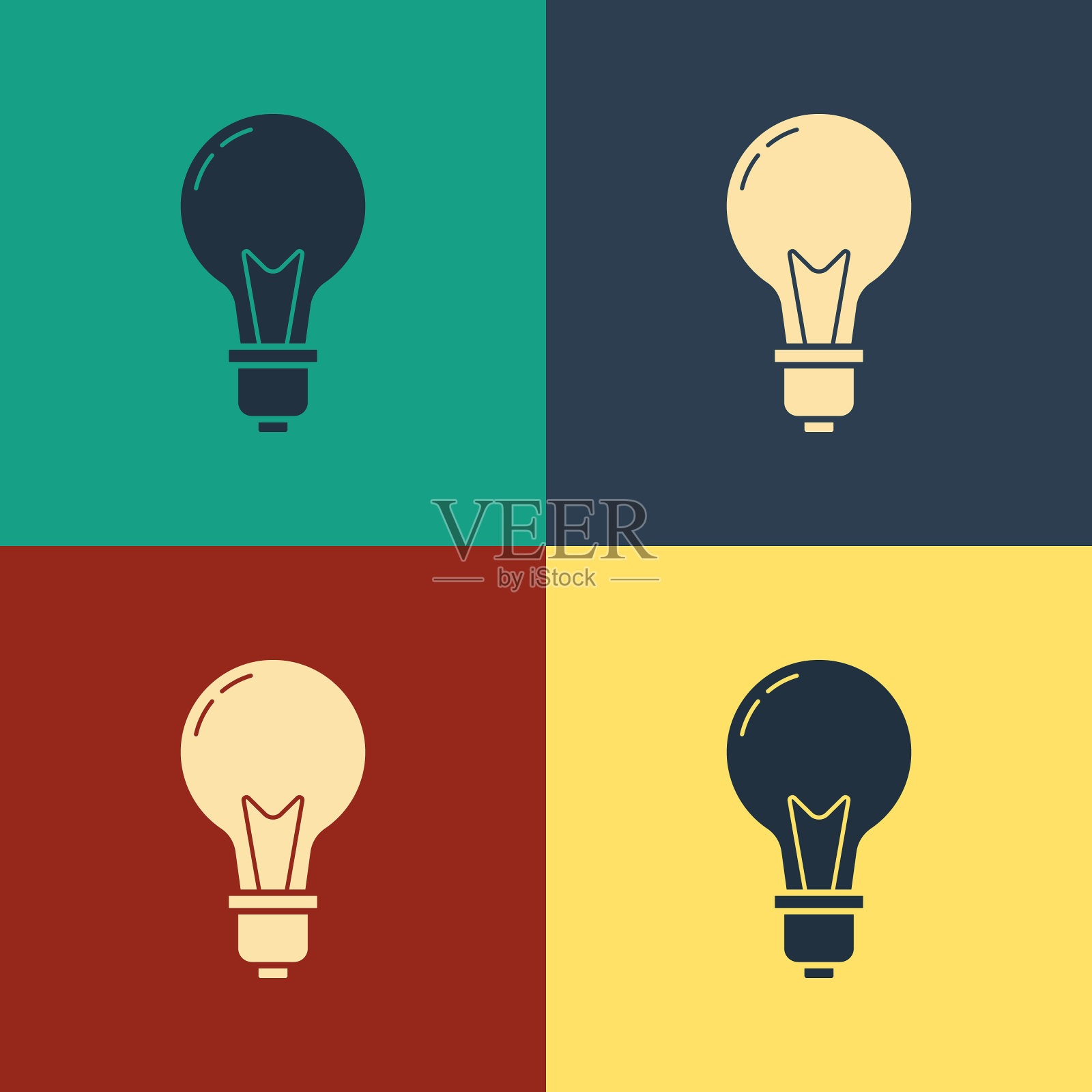 彩色灯泡与概念概念图标图标素材