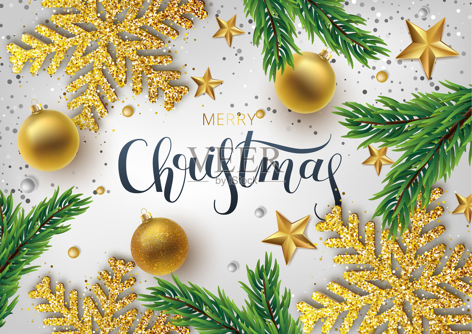 圣诞贺卡背景金色插画图片素材
