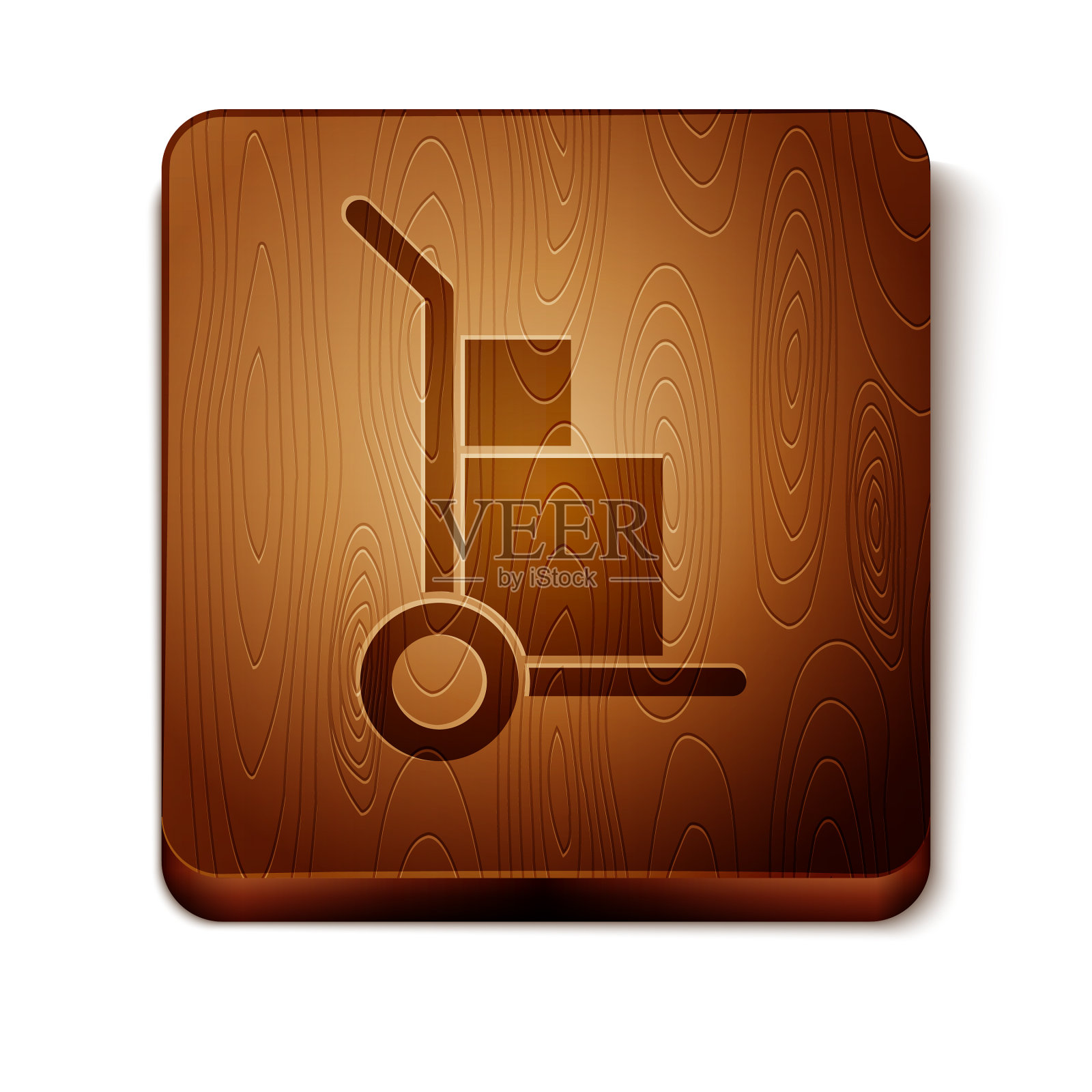 棕色手推车和箱子图标孤立在白色上插画图片素材