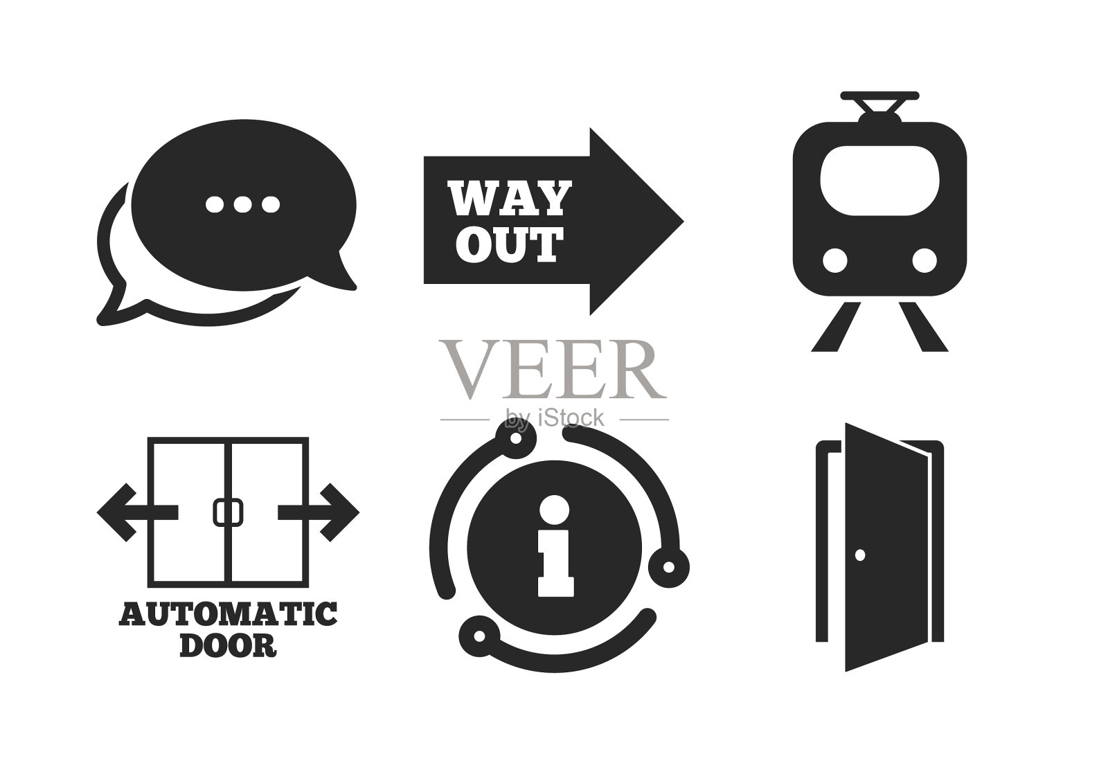 列车铁路标志自动门标志图标素材