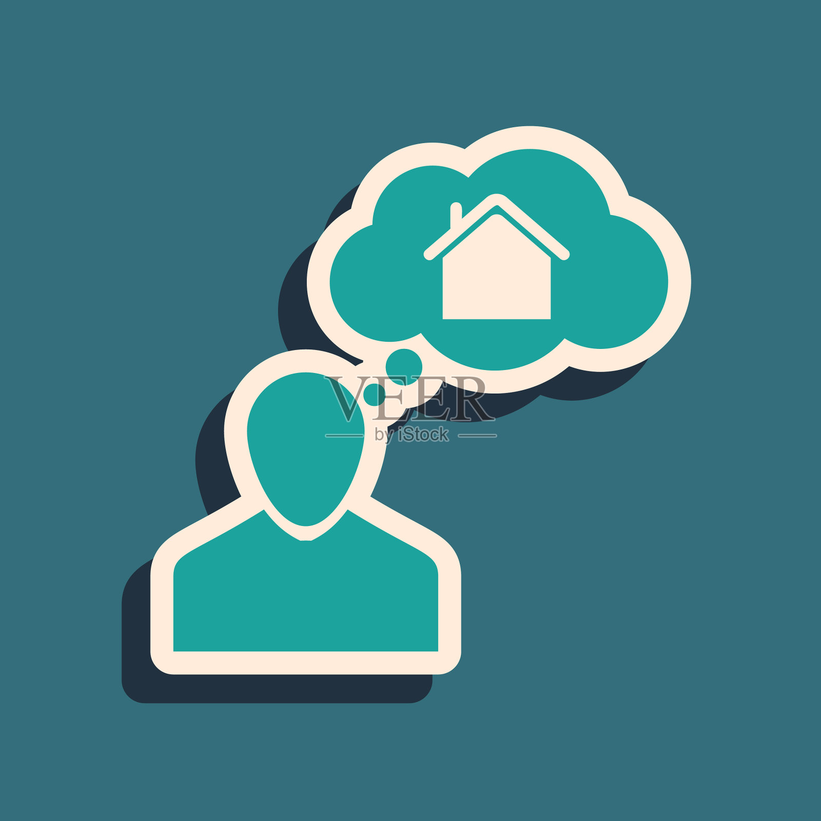 绿色人梦想买一个新的房子图标插画图片素材