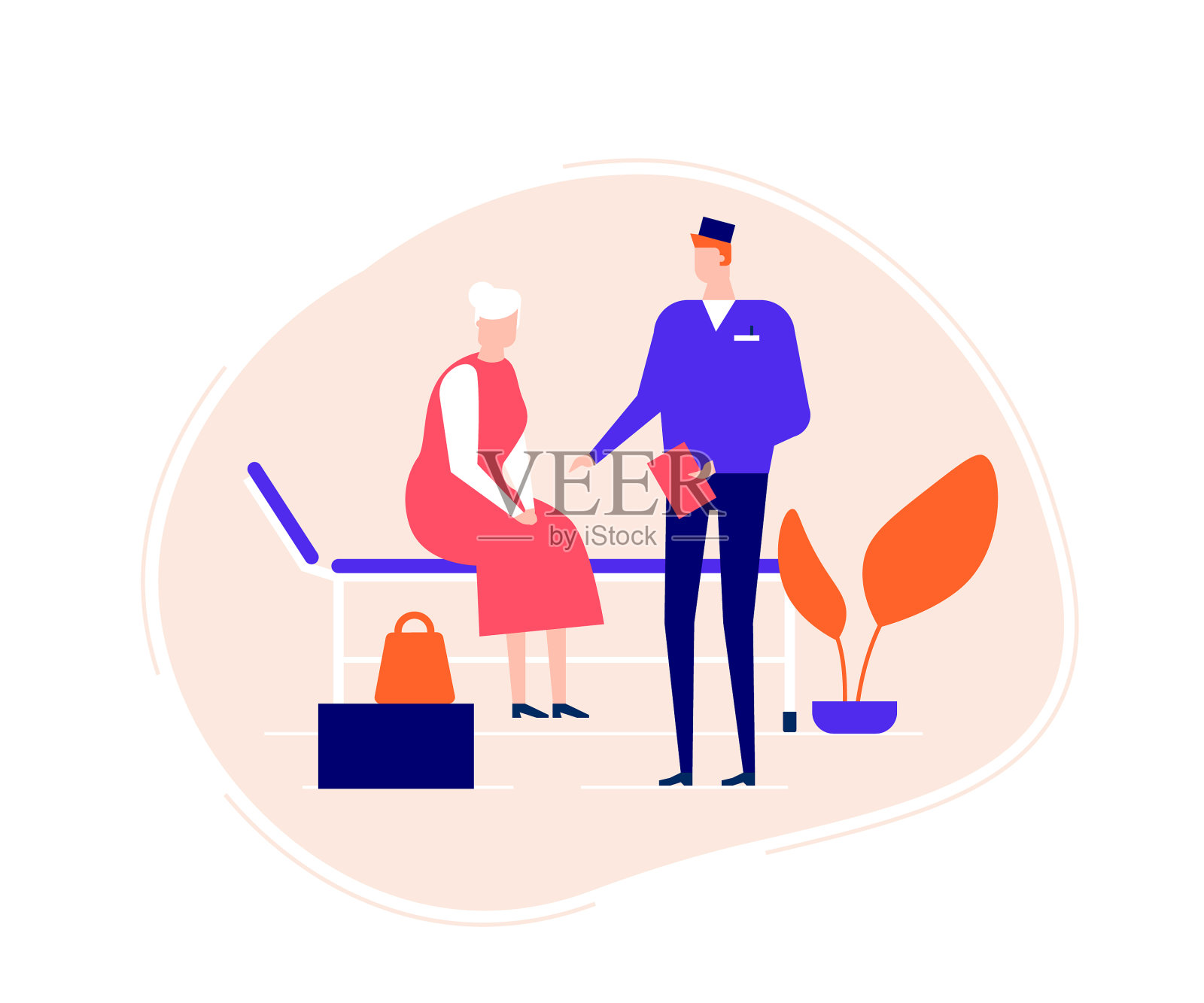 一位老妇人正在看门诊设计元素图片