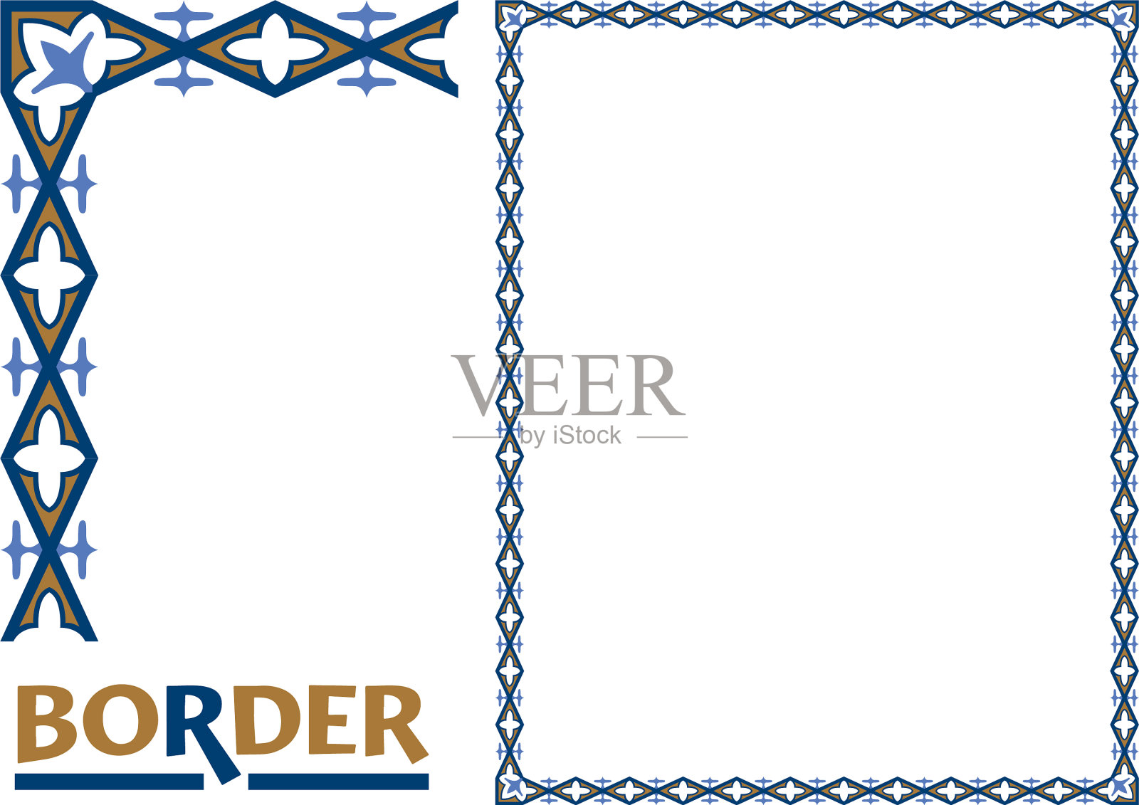 证书和奖项边界-平铺框架插画图片素材