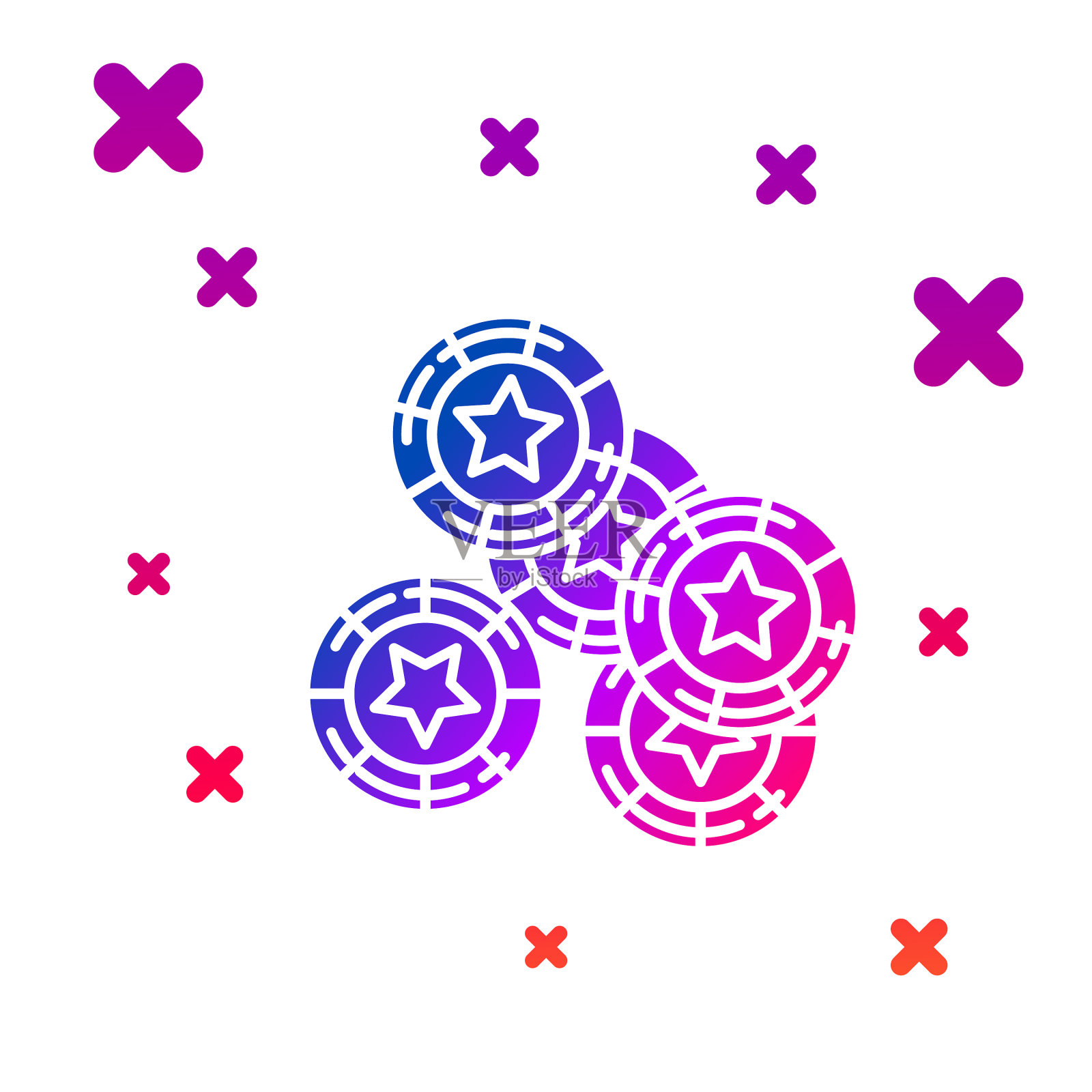 彩色赌场芯片图标孤立在白色插画图片素材