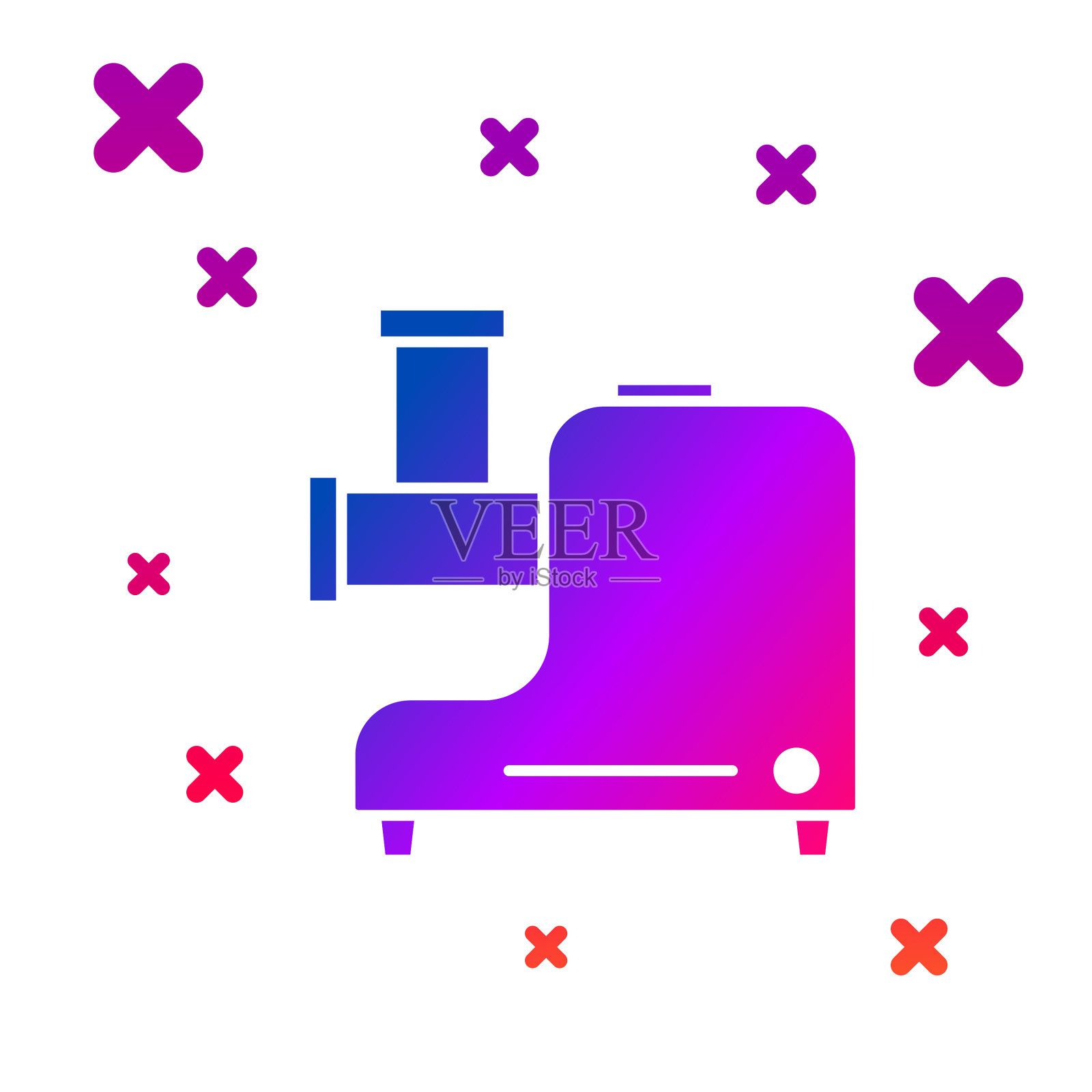 彩色厨房绞肉机图标孤立在白色图标素材