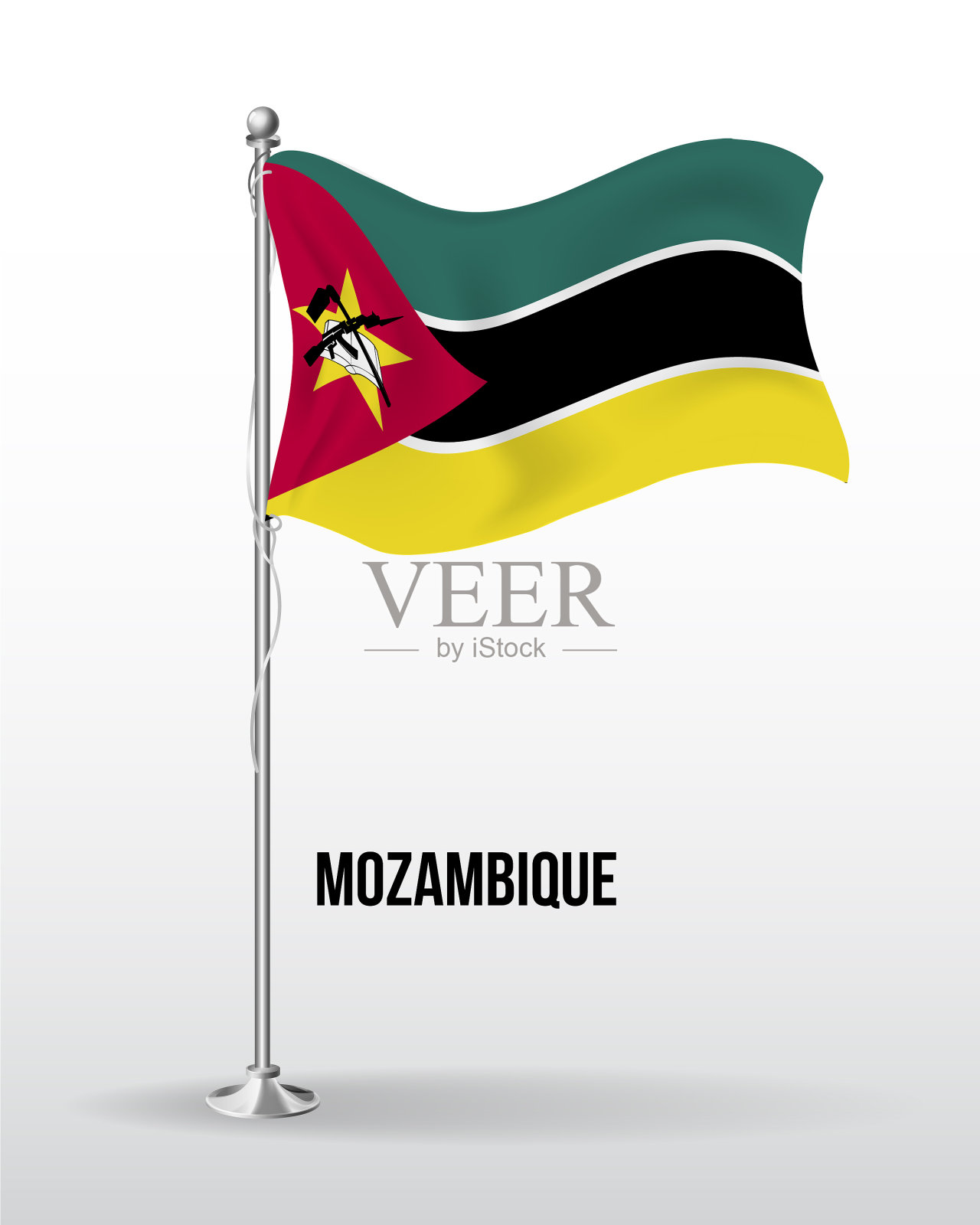 高详细旗莫桑比克插画图片素材