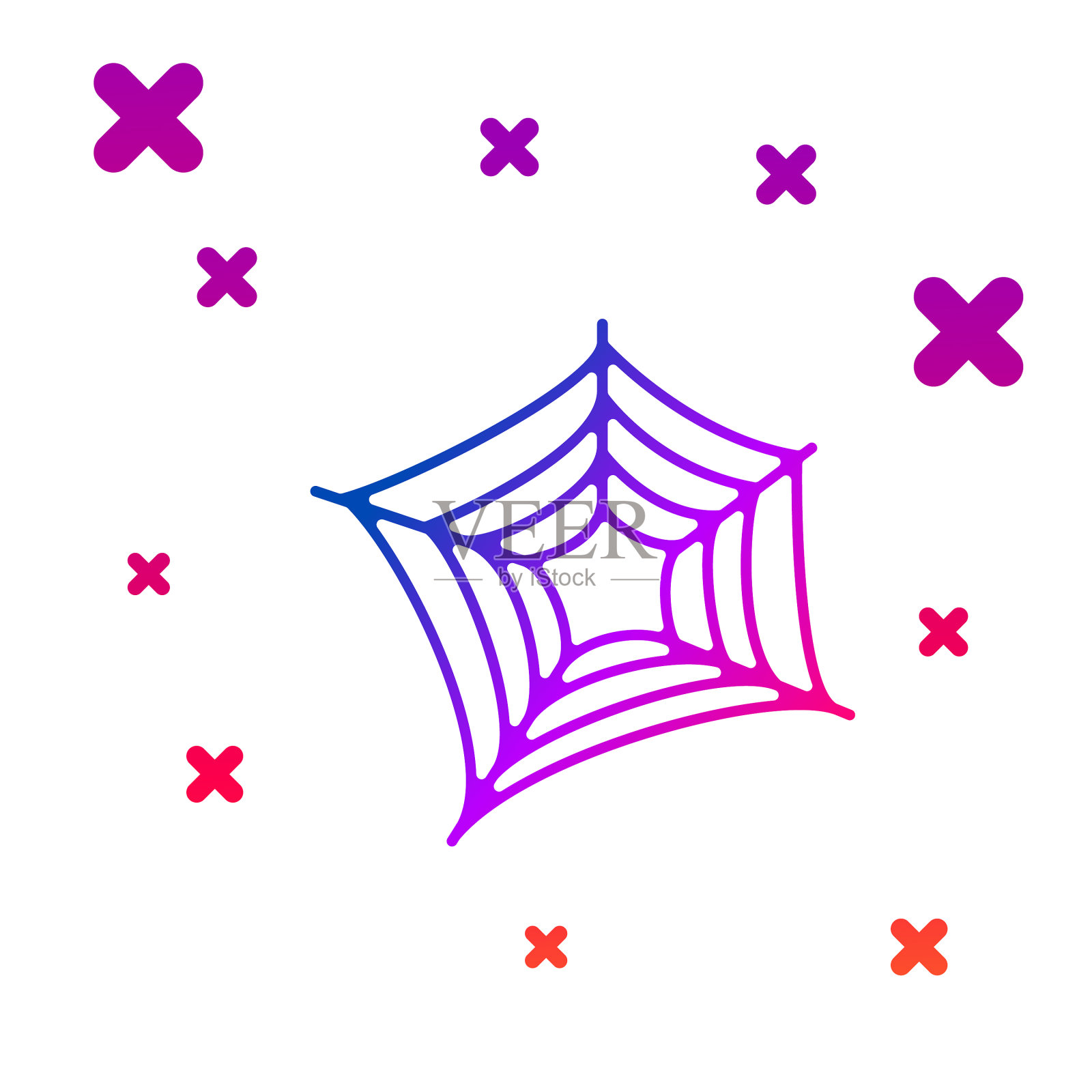 彩色蜘蛛网图标孤立在白色背景插画图片素材