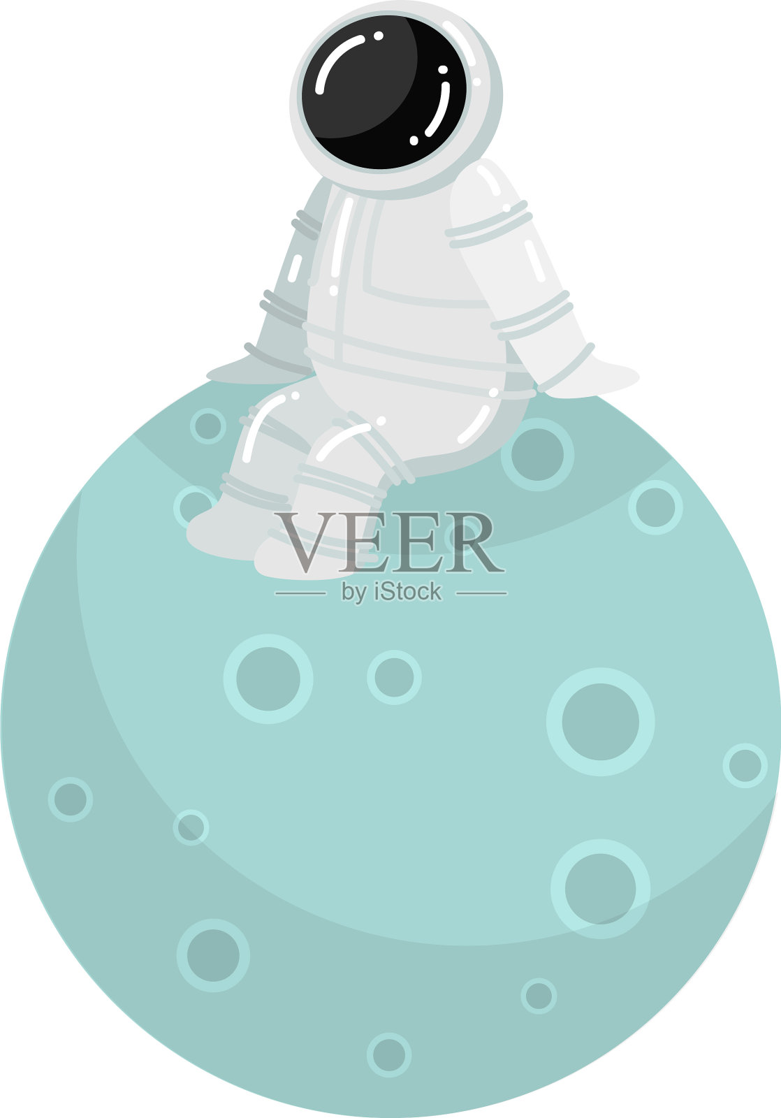 宇航员坐在行星表面设计元素图片