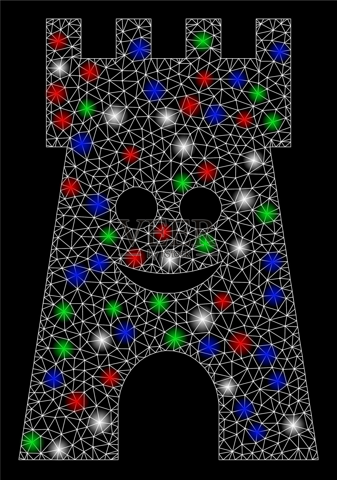 亮网钢丝架幸福炮塔带耀斑插画图片素材