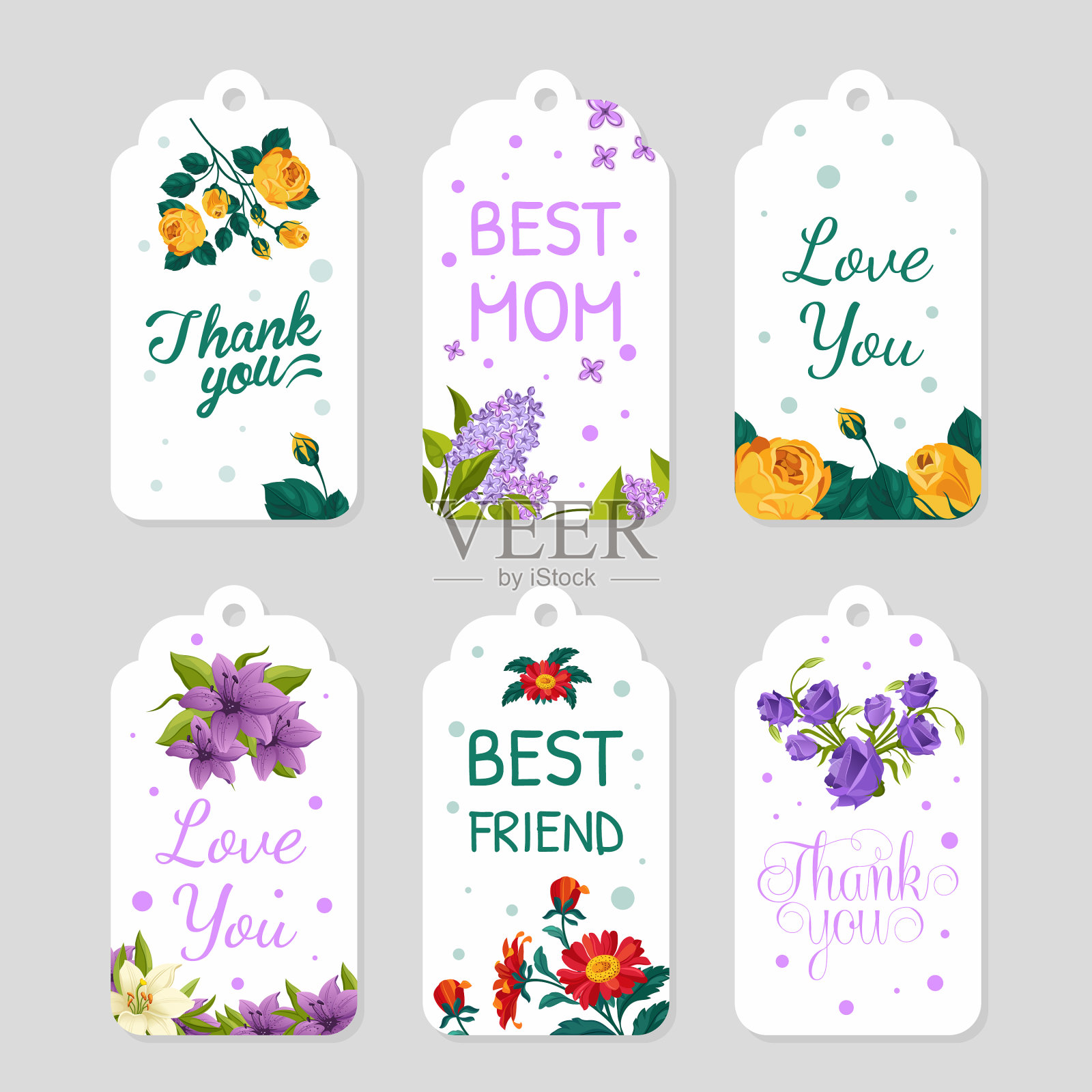 创意礼品标签收集花卡插画图片素材