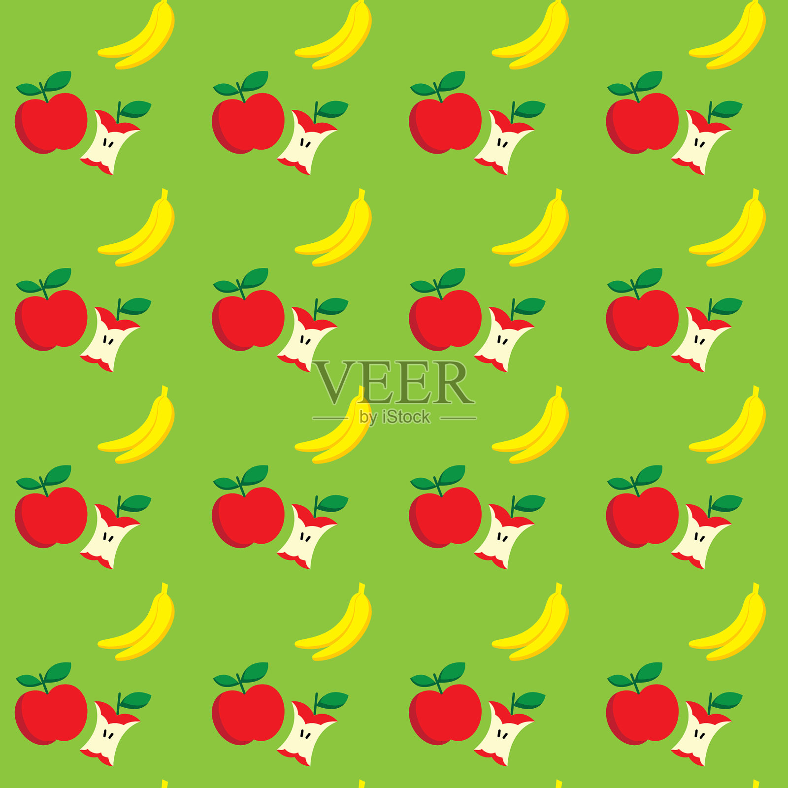 苹果和香蕉水果无缝图案插画图片素材