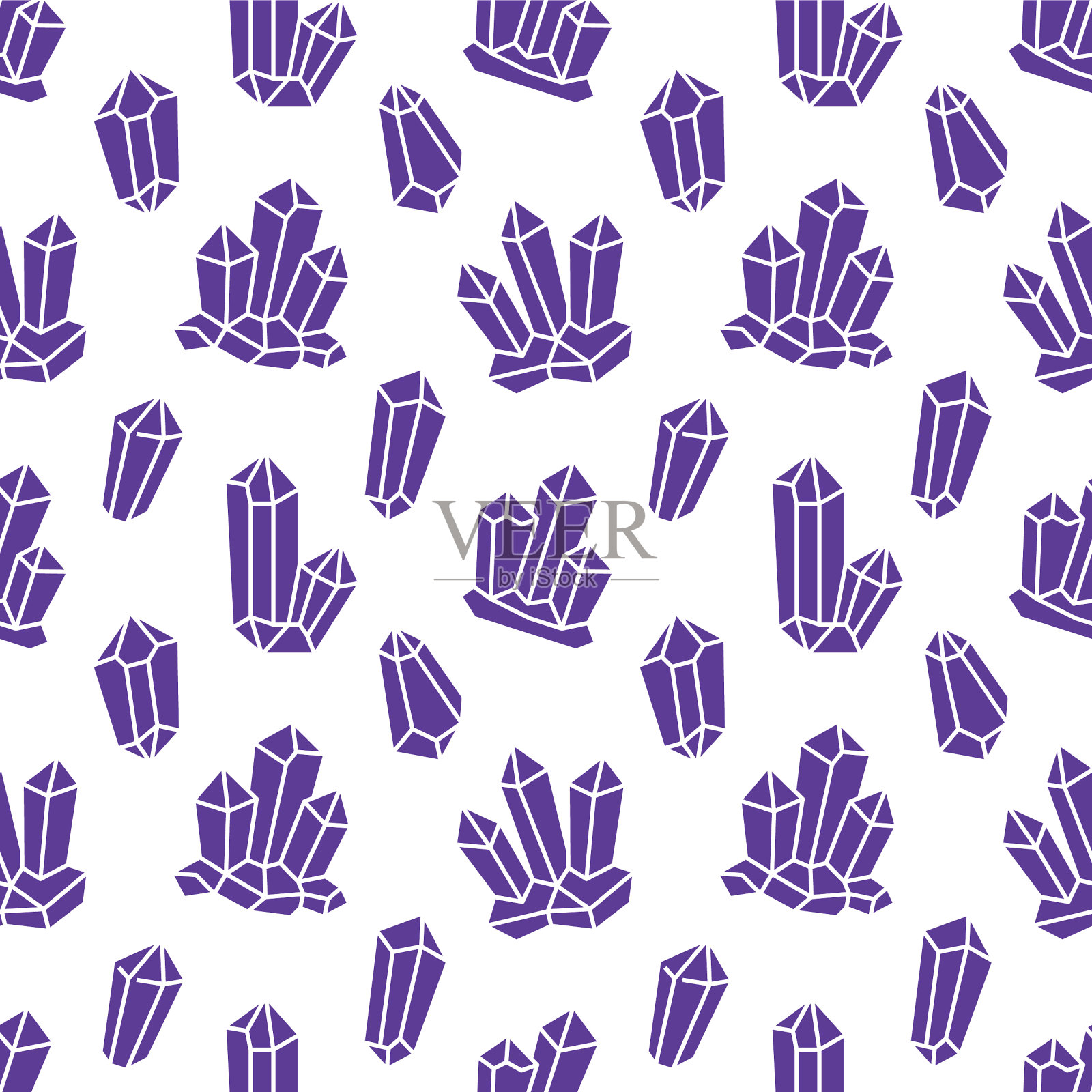 水晶无缝图案与线条宝石图标插画图片素材