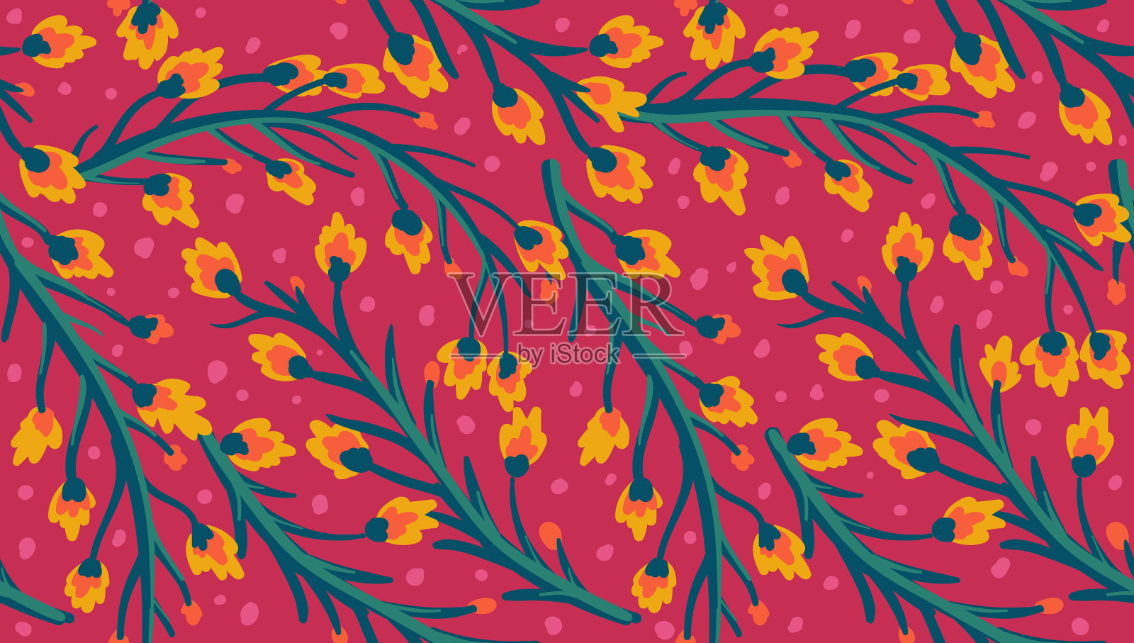 复古碎花图案插画图片素材