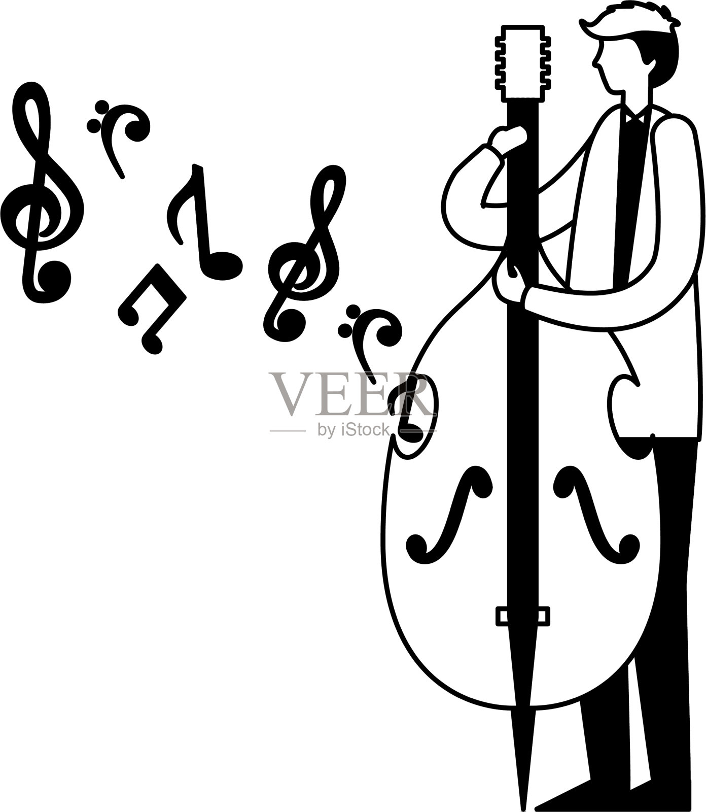 演奏大提琴的音乐家插画图片素材