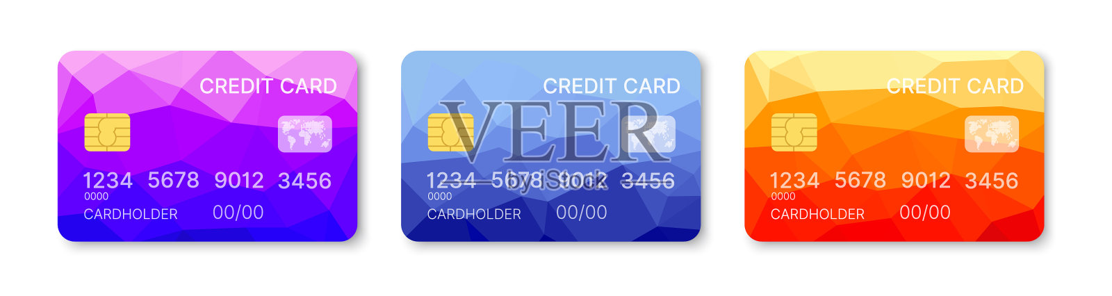 信用卡套多色模板图标素材