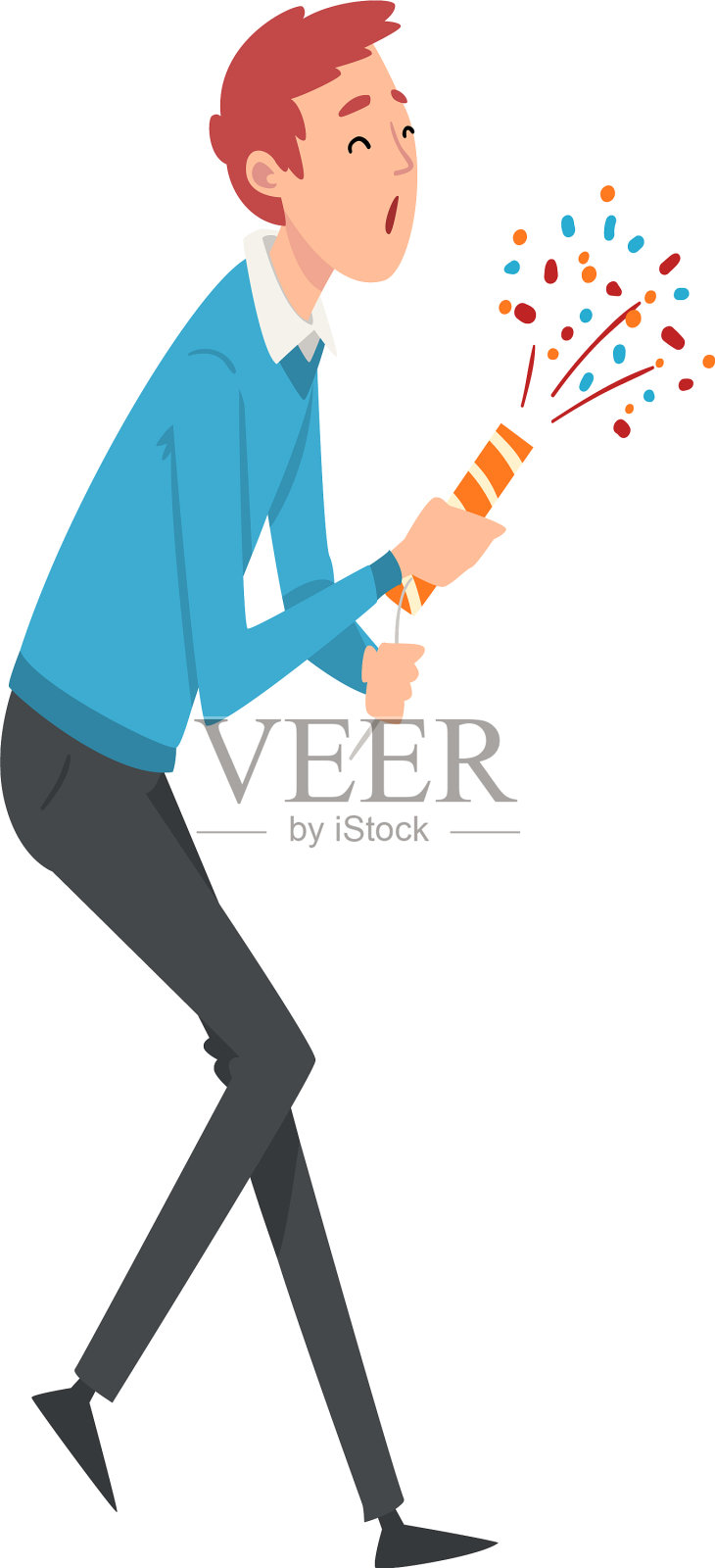 快乐的微笑的年轻人爆炸派对设计元素图片