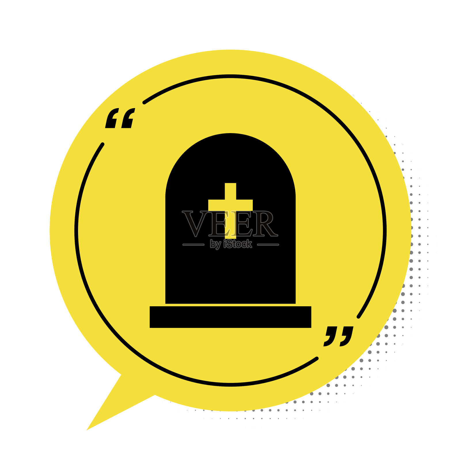 黑色墓碑与十字图标孤立在白色插画图片素材