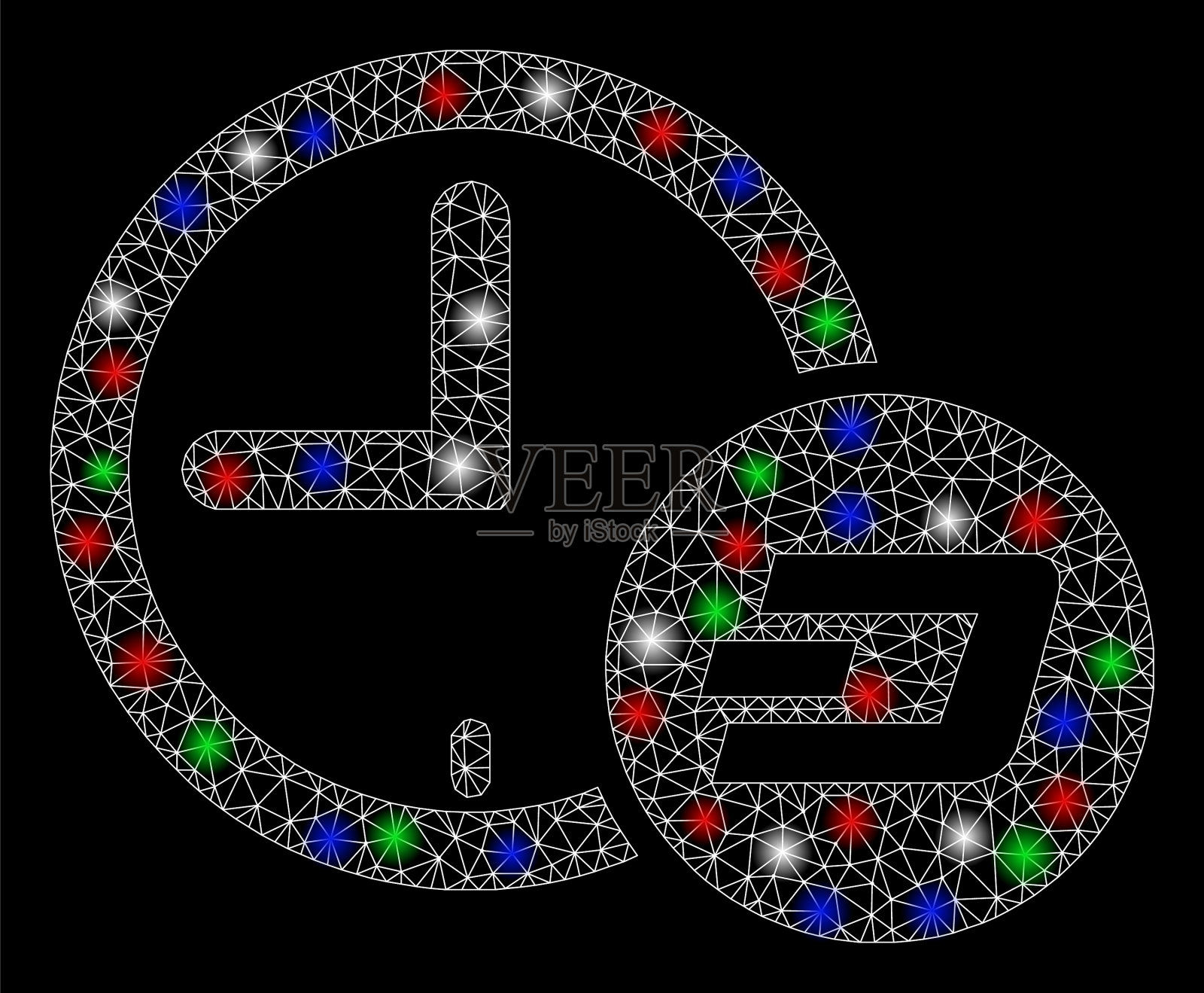 明亮的网格2d dash信用时间与闪光点插画图片素材