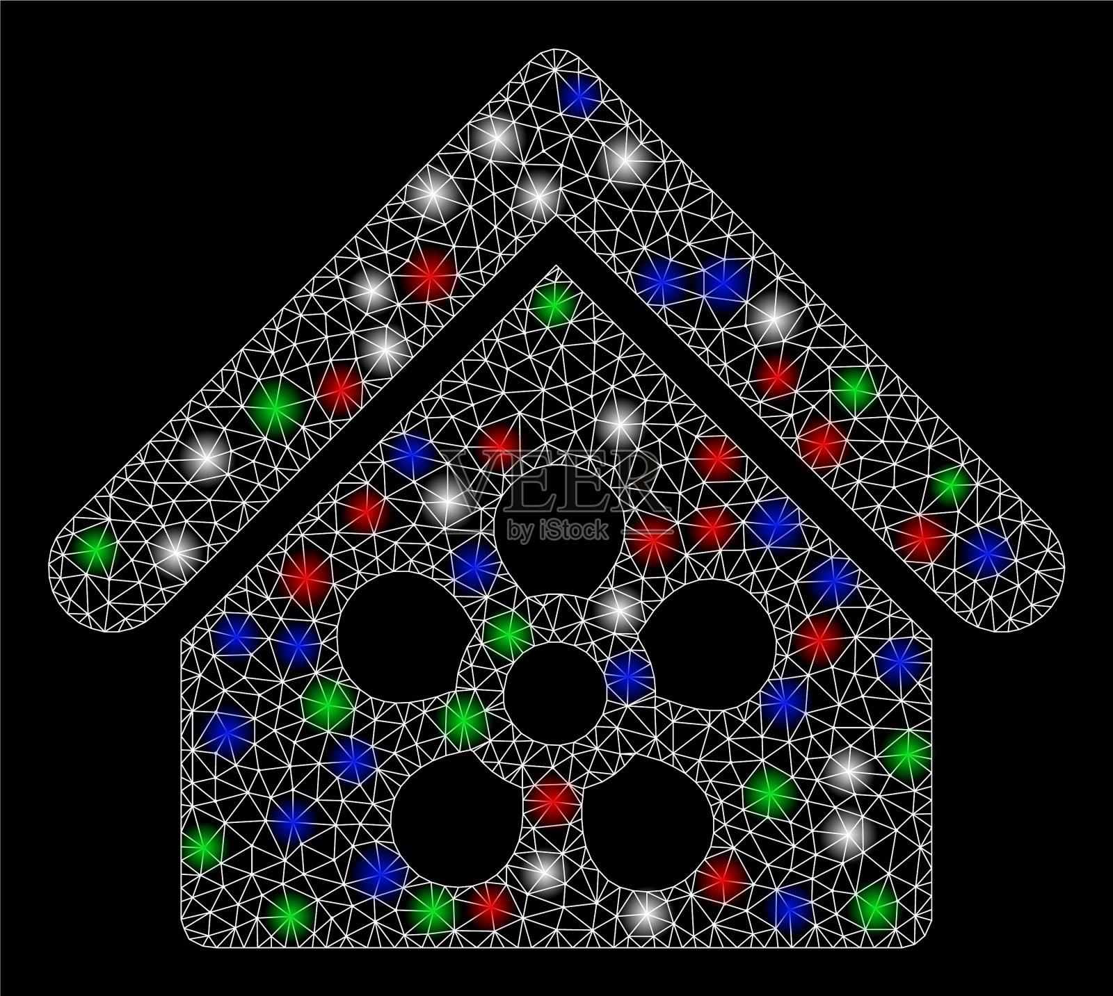 明亮的网状花体，带有闪光插画图片素材