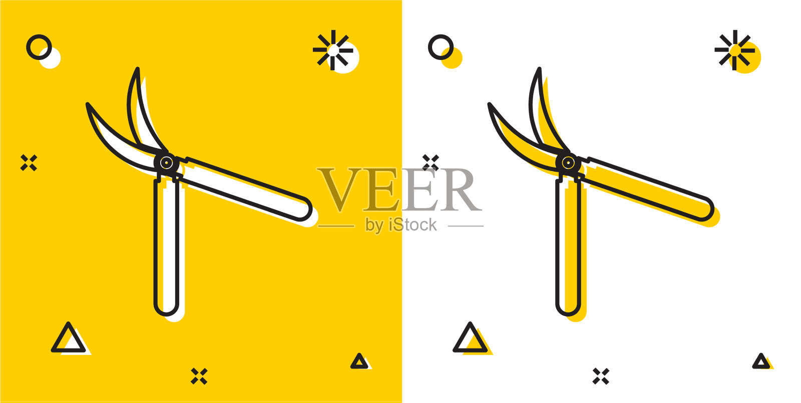 黑色园艺手工修剪剪刀插画图片素材