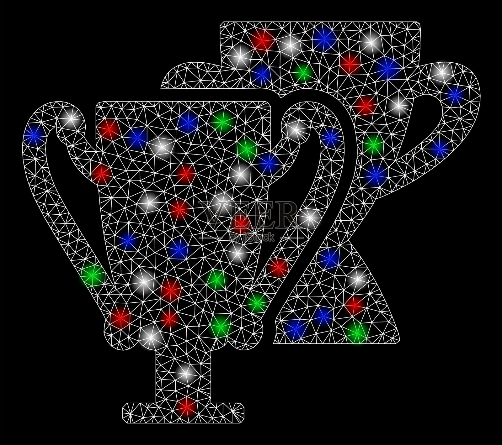 明亮的网状网奖杯杯与耀斑插画图片素材