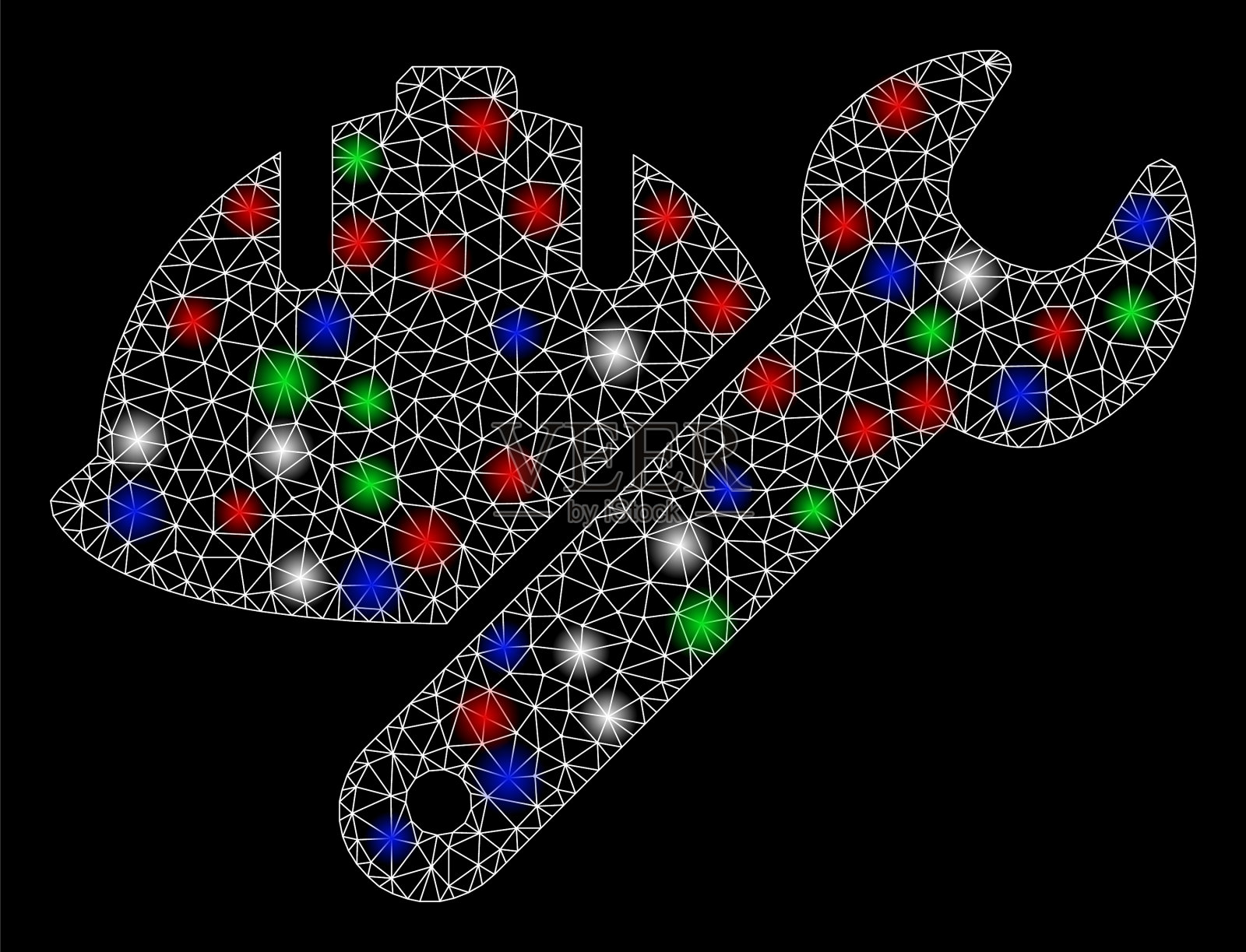 亮网钢丝架发展与耀斑插画图片素材