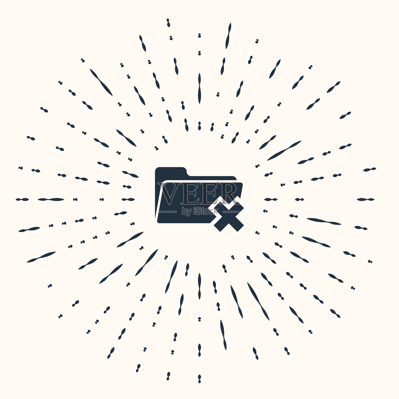 灰色删除文件夹图标隔离的米色插画图片素材