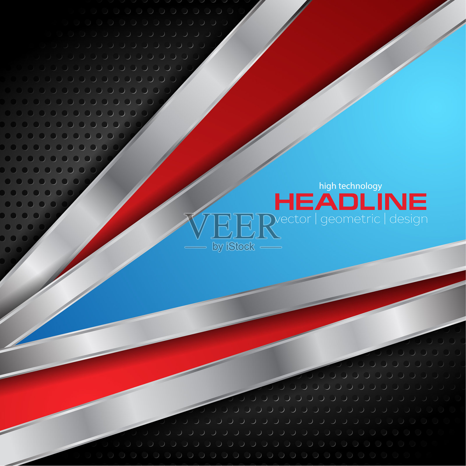 红色和蓝色金属打孔技术插画图片素材