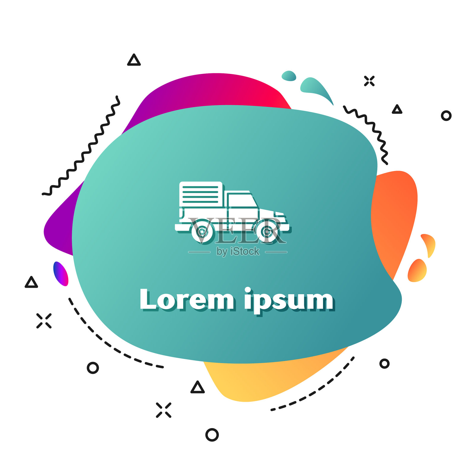 白色货车运送车辆图标孤立插画图片素材