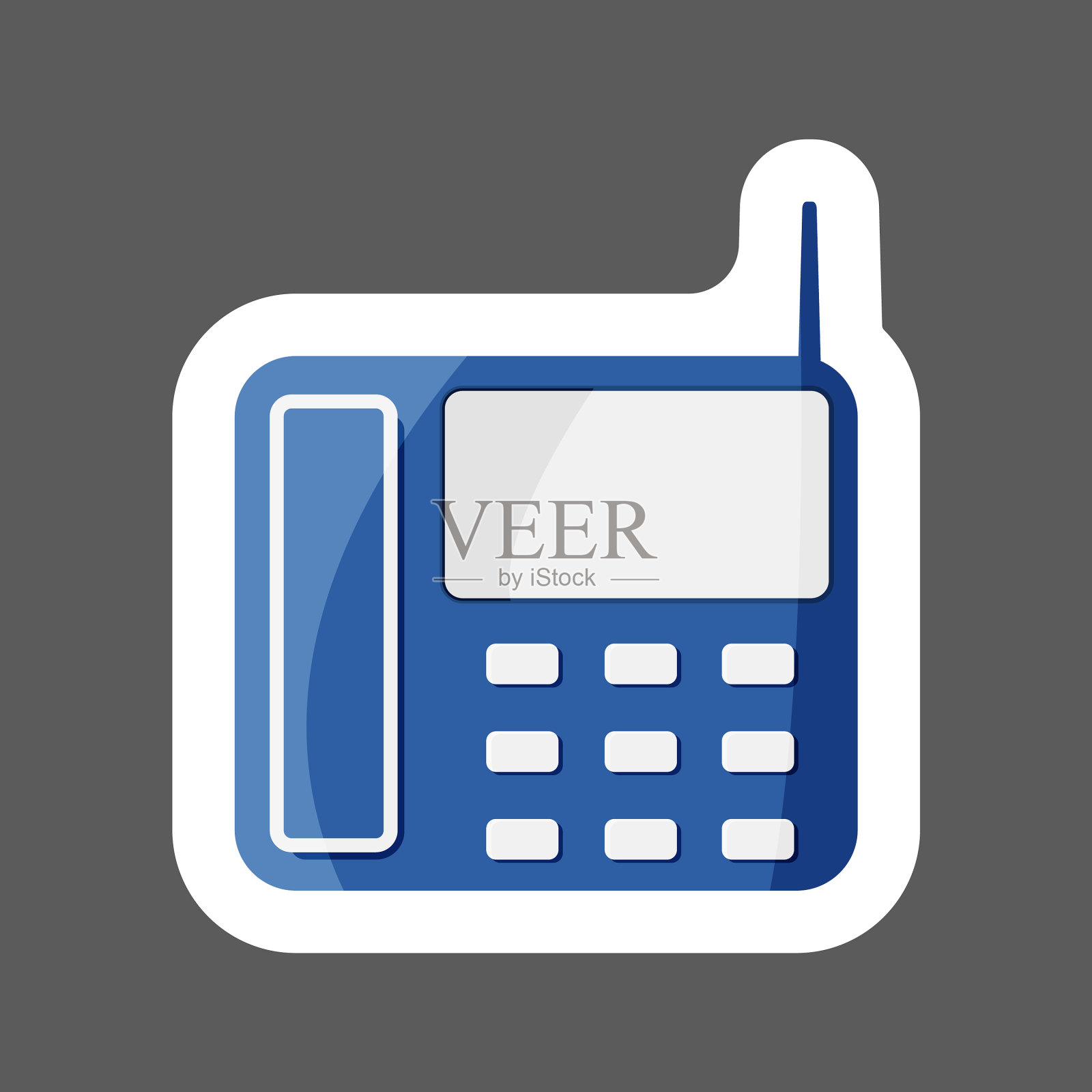 图标彩色贴纸固定电话与按钮图标素材