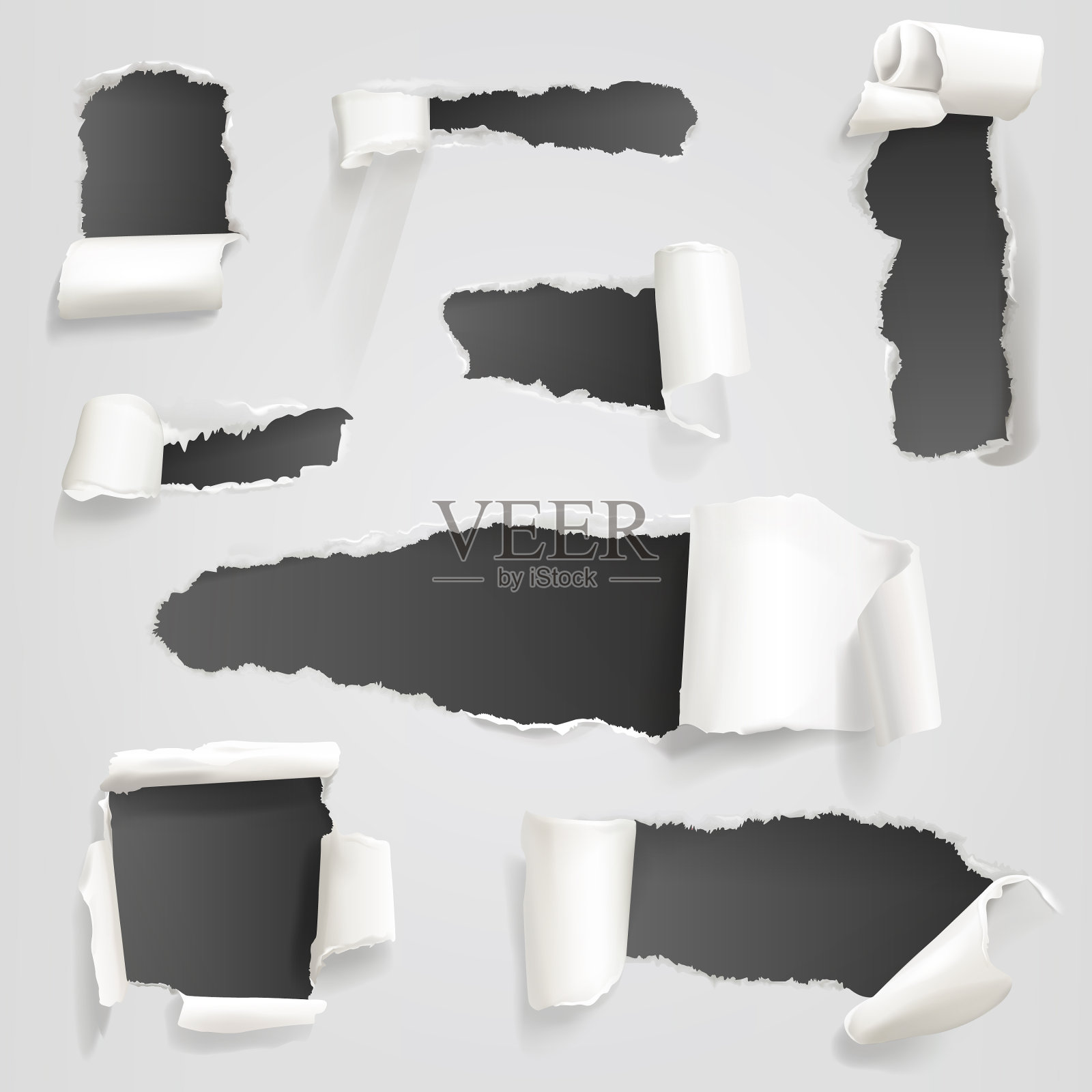 白撕纸设计插画图片素材