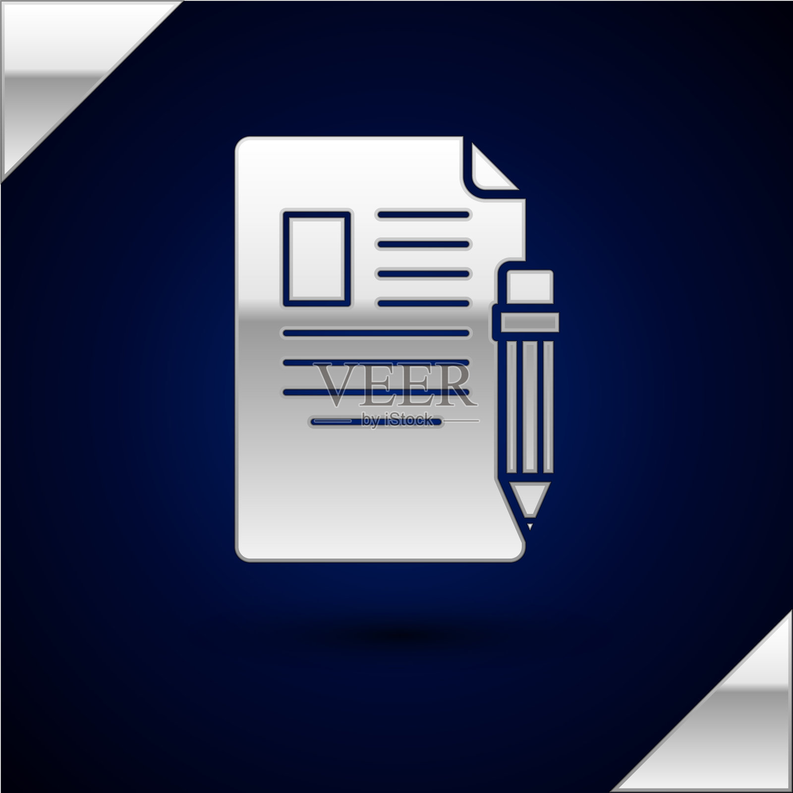 银色考试表和铅笔与橡皮图标图标素材