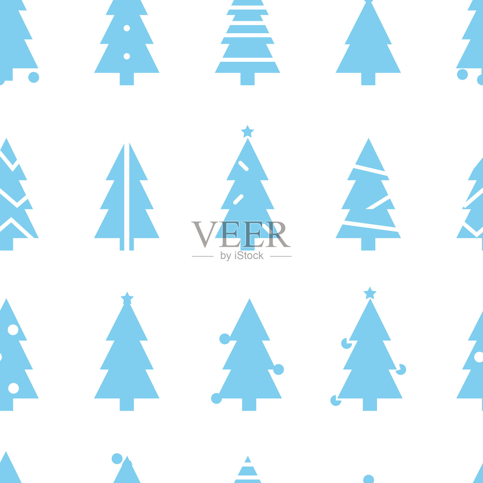 简单的圣诞节用蓝色无缝图案插画图片素材