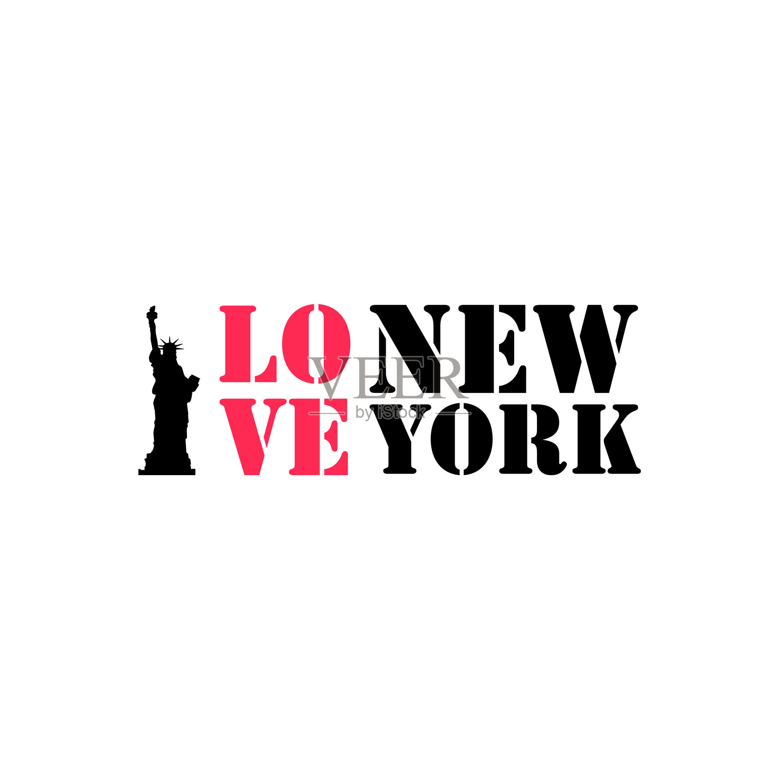 我喜欢纽约的印刷字体、字母和自由插画图片素材