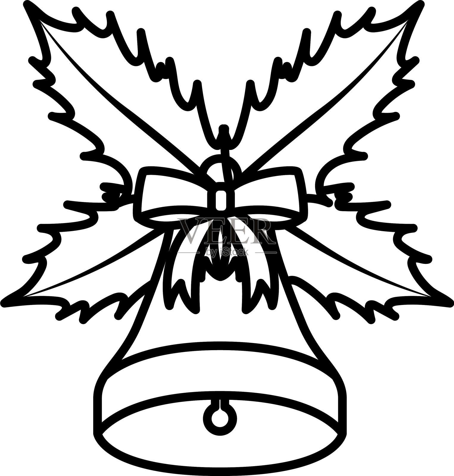 快乐圣诞钟声用丝带装饰插画图片素材