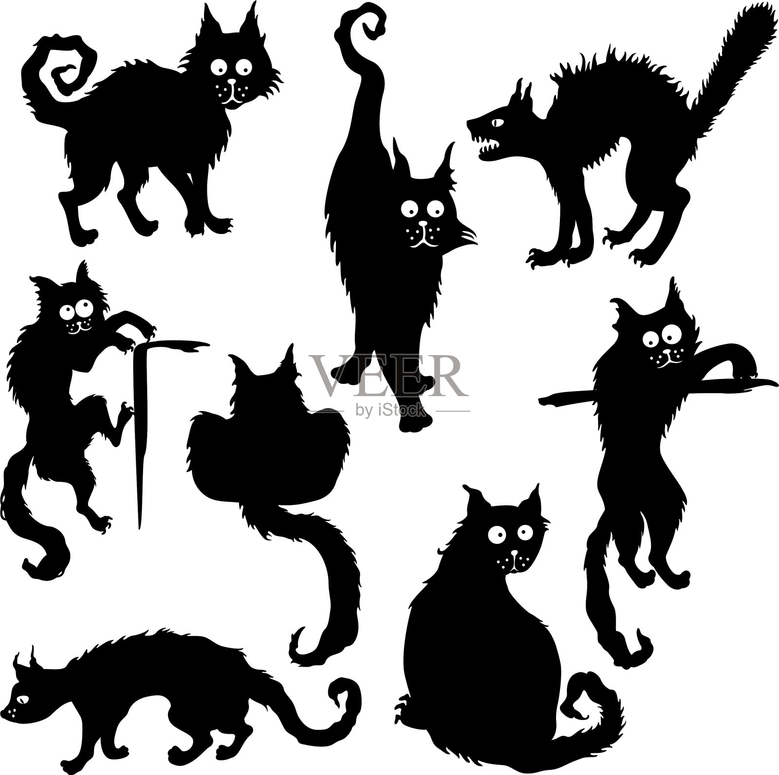 有趣的猫组插画图片素材