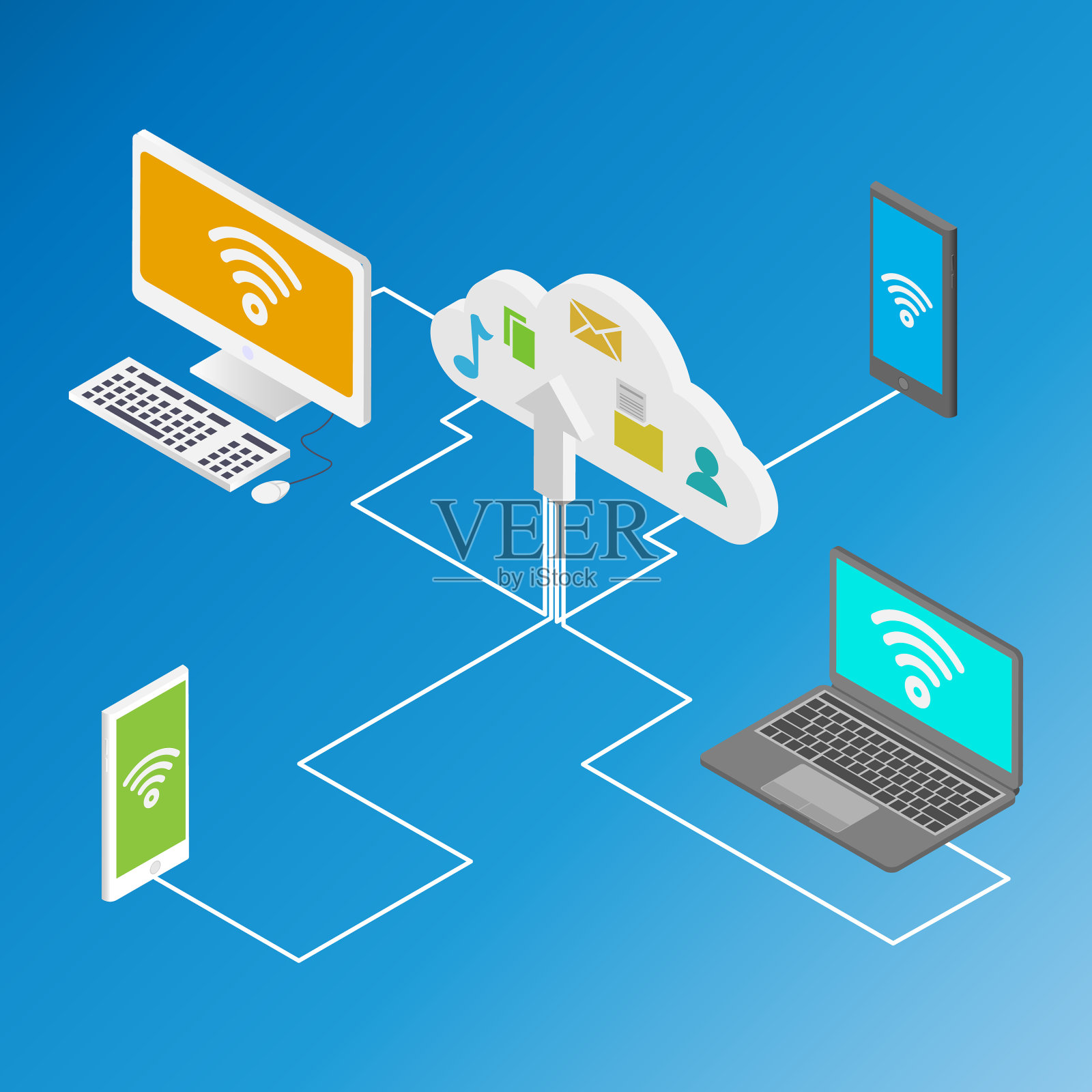 数据云存储插画图片素材