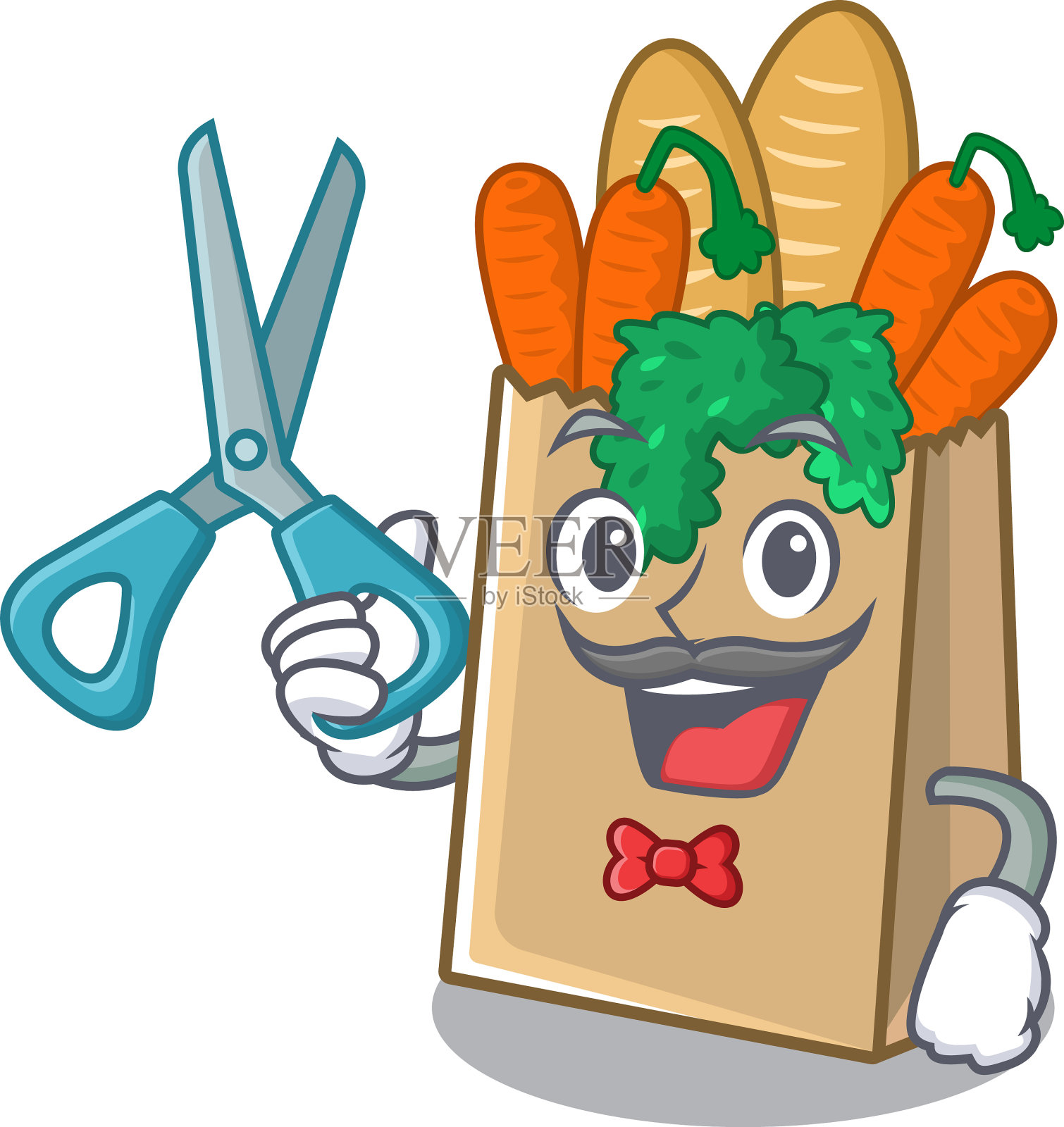 吉祥物造型的理发店购物袋设计元素图片