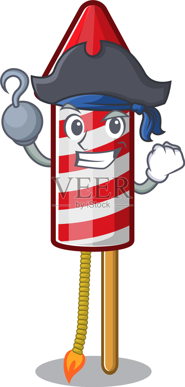 海盗烟花火箭卡通孤立设计元素图片