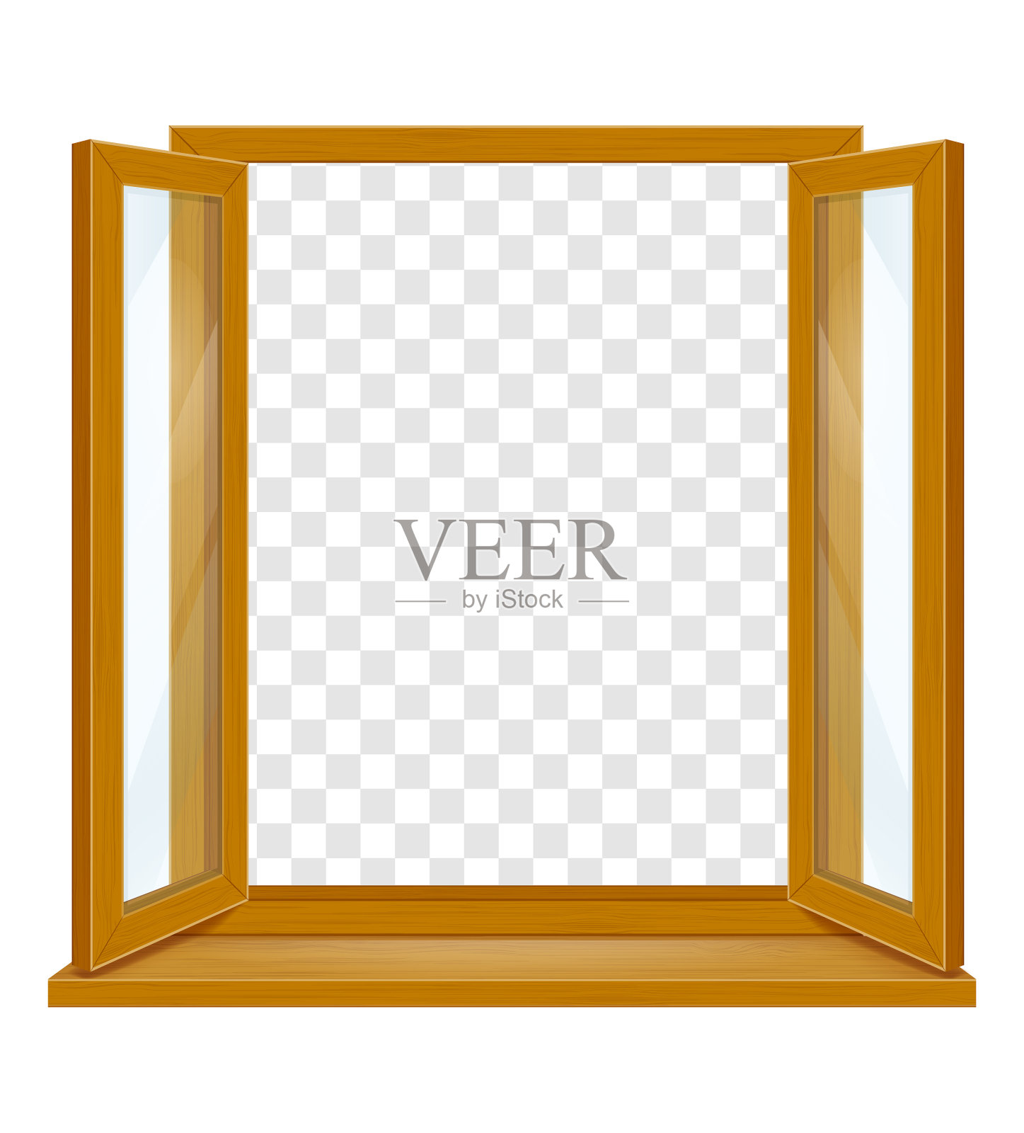 开木窗用透明玻璃设计元素图片