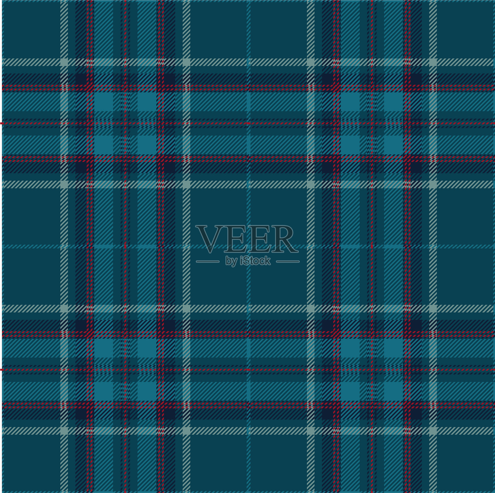 蓝色和红色格子格子苏格兰图案插画图片素材