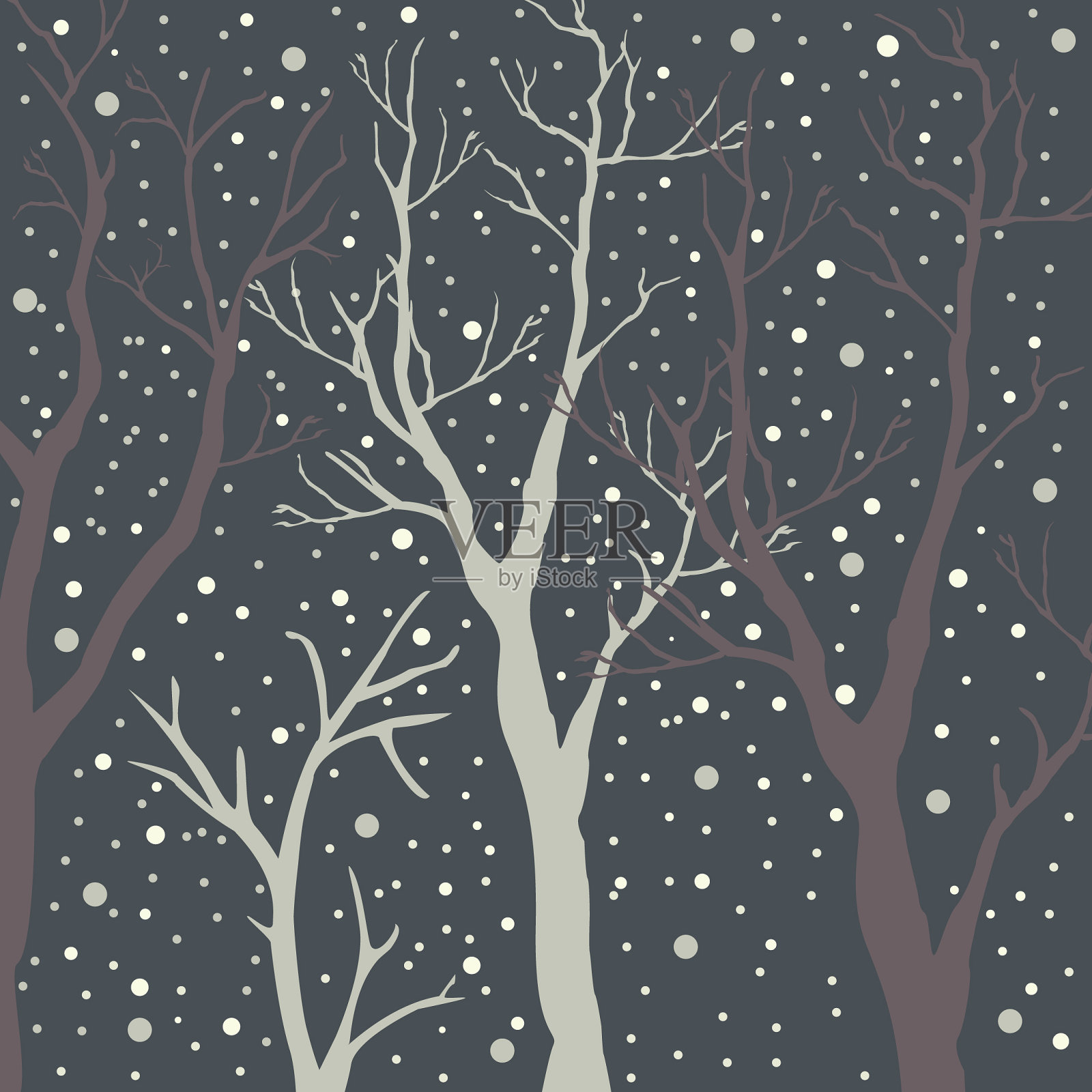 冬天的树木为冬天的风景作背景插画图片素材