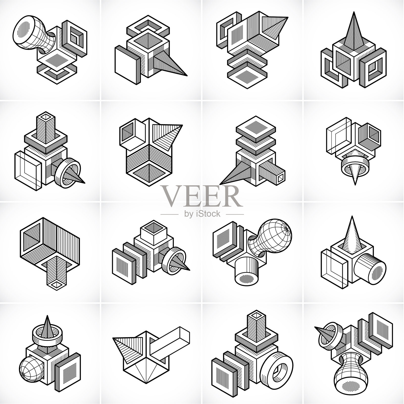 三维设计抽象形状集插画图片素材