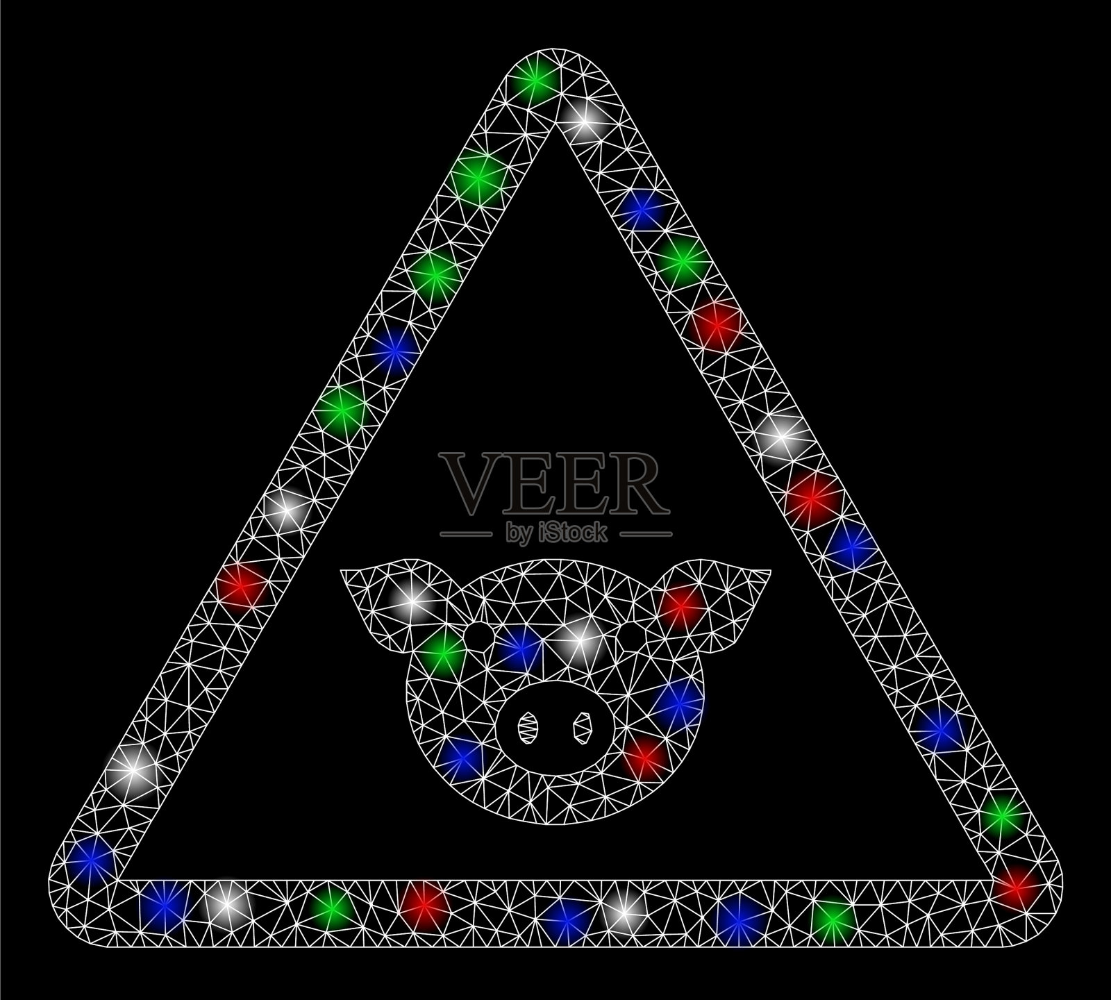 亮网钢丝框带闪光清管器警告插画图片素材